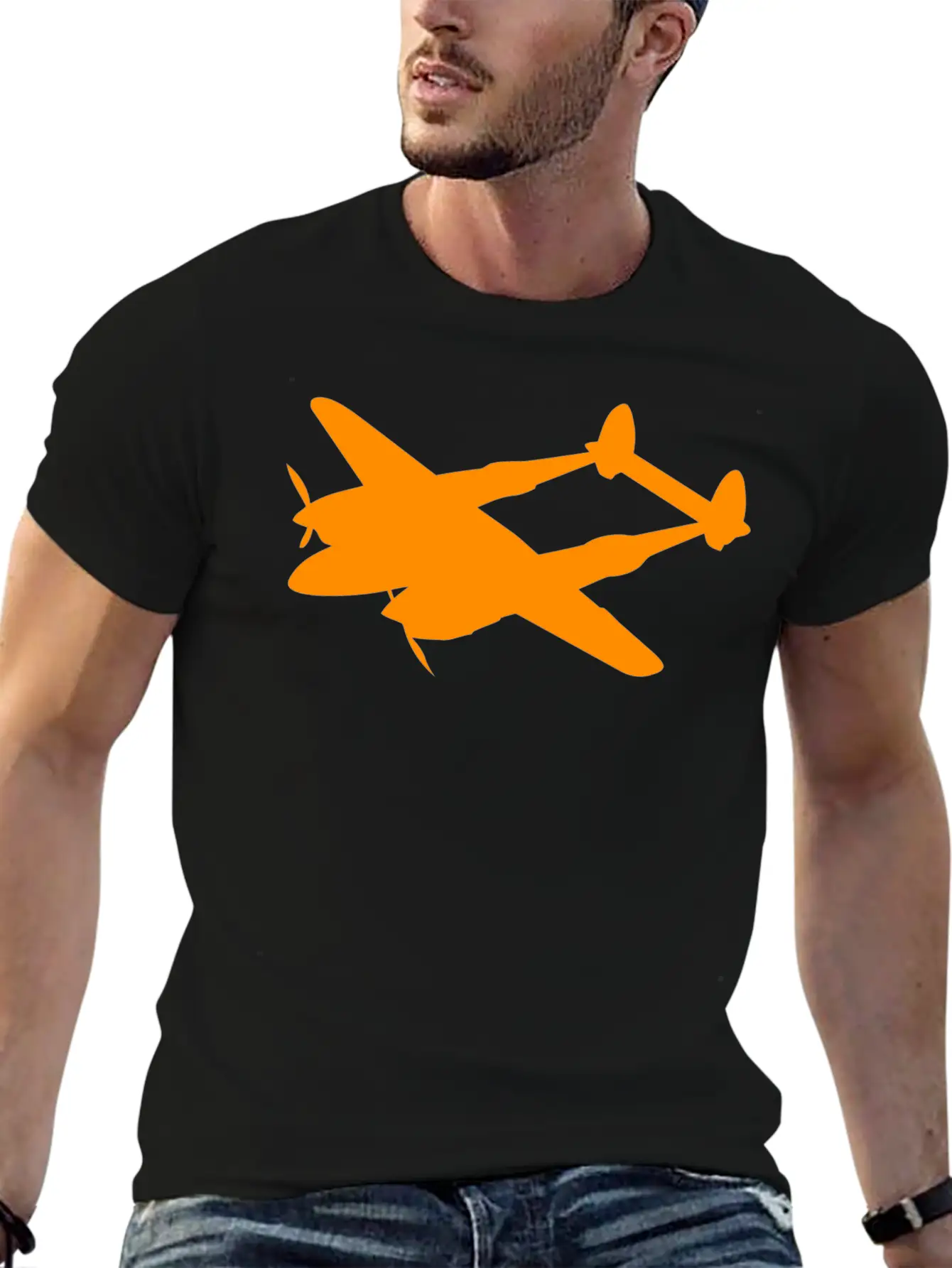 Lockheed P 38 Lightning Silhouettes Unisex Short Sleeve Soft Cotton T-Shirt – Casual Everyday Wear