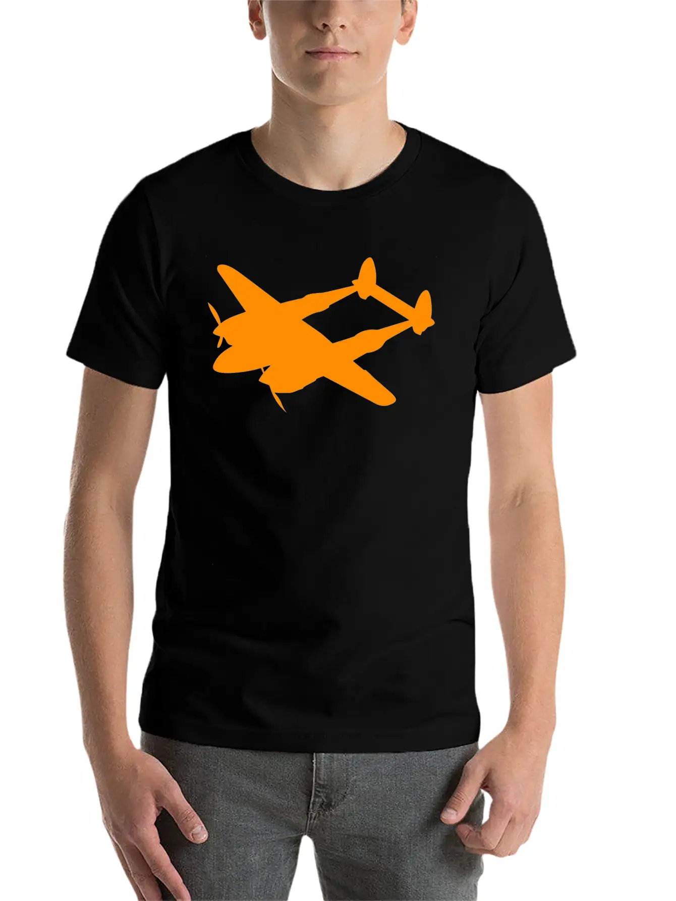 Lockheed P 38 Lightning Silhouettes Unisex Short Sleeve Soft Cotton T-Shirt – Casual Everyday Wear