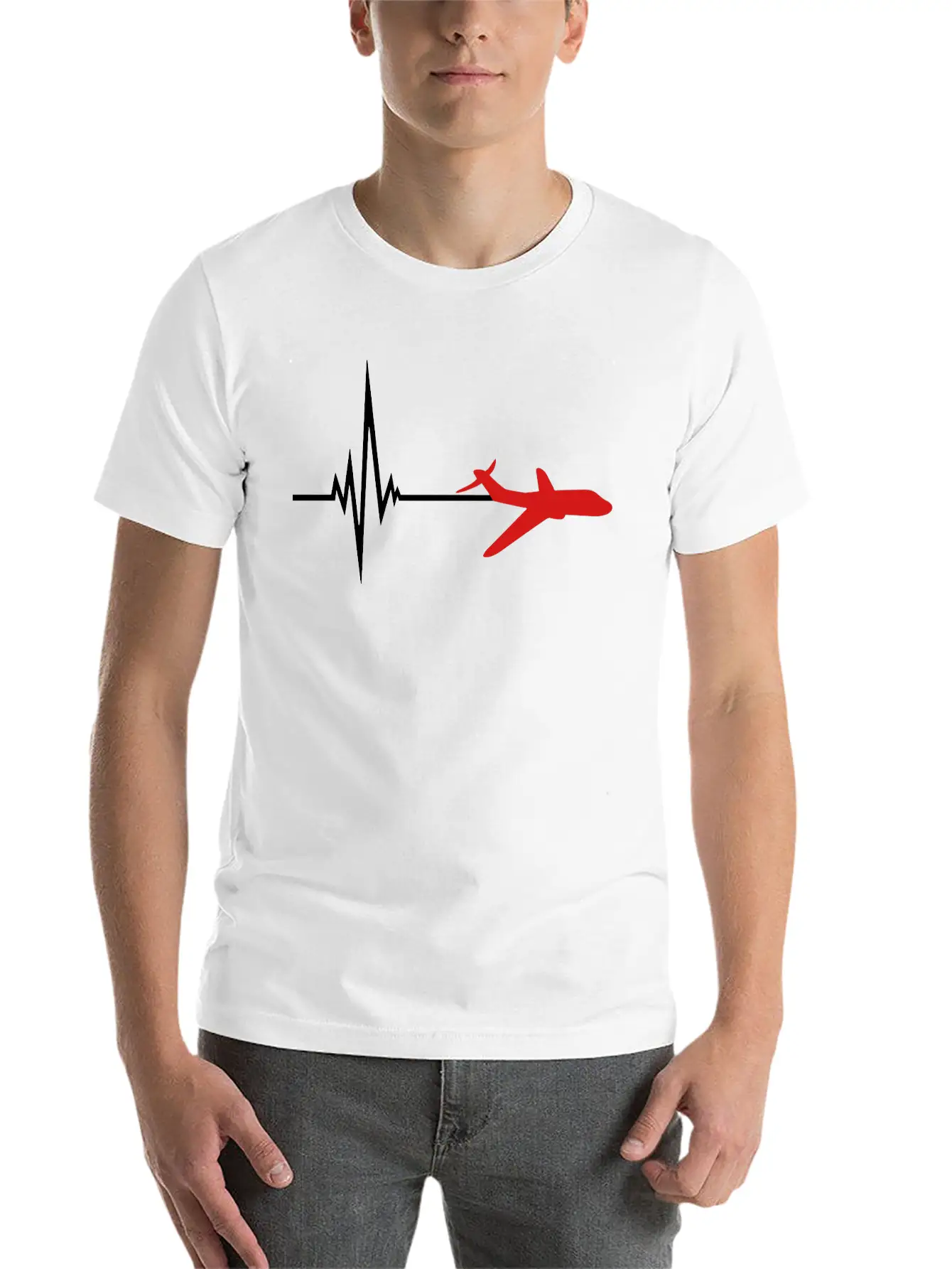 Logo Pulse Frequency Heartbeat Line Airplane Airpl Casual Graphic T-Shirt – Simple And Comfortable Daily Wear