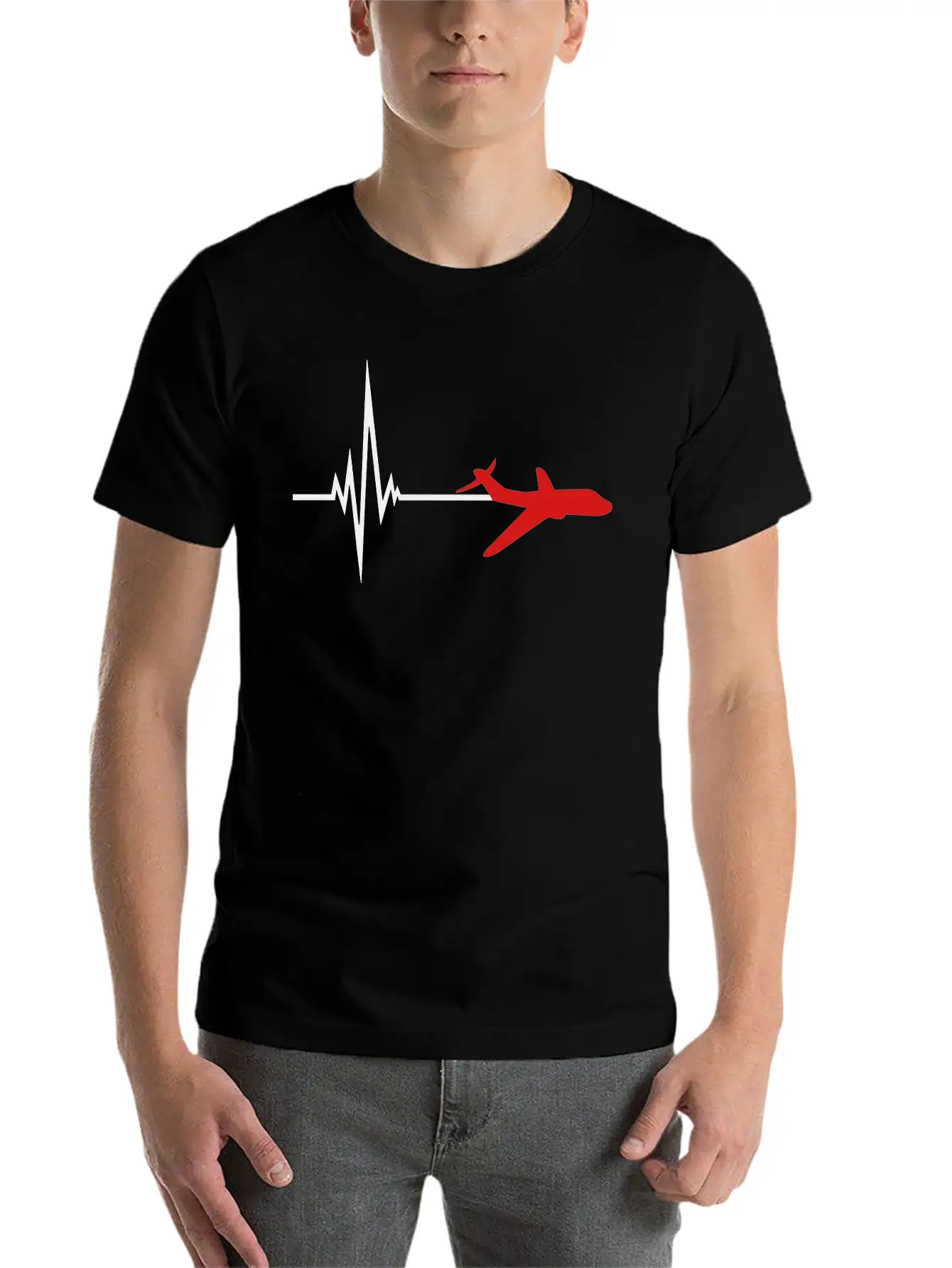 Logo Pulse Frequency Heartbeat Line Airplane Airpl Casual Graphic T-Shirt – Simple And Comfortable Daily Wear
