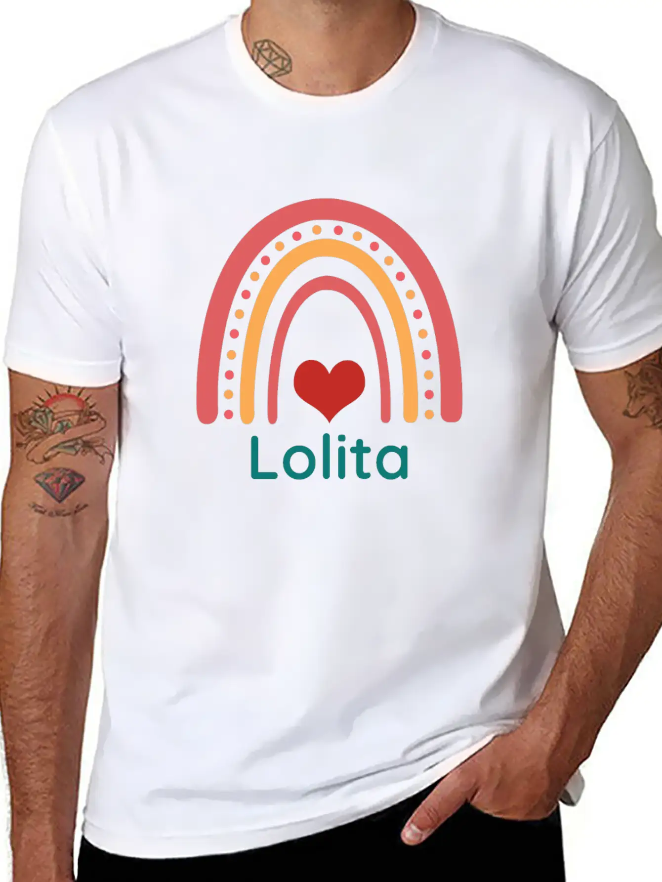 Lolita Vintage Boho Rainbow Unisex Short Sleeve Soft Cotton T-Shirt – Casual Everyday Wear
