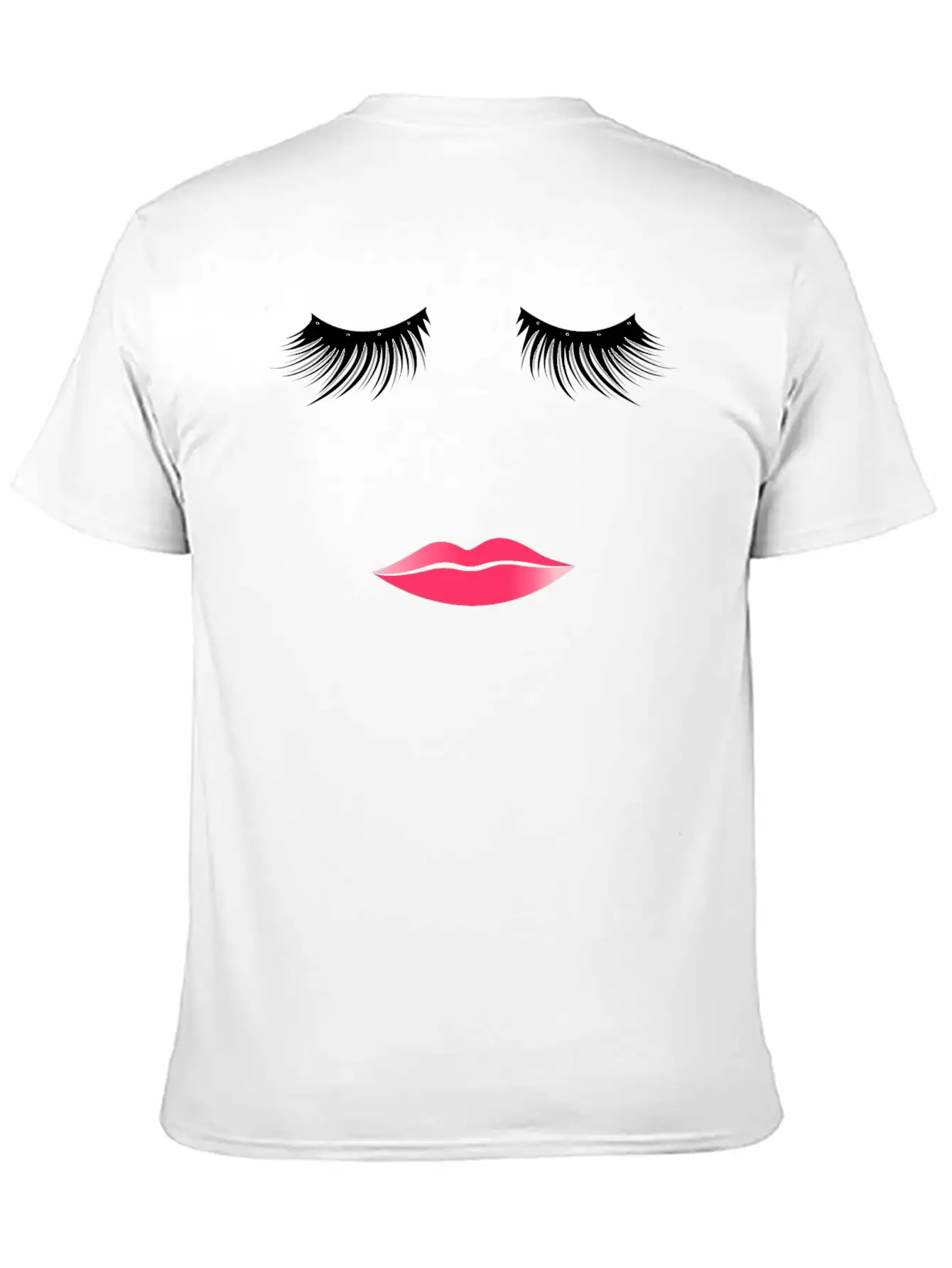 Long Eyelashes Pink Lips - Make Up Artist Unisex Short Sleeve Soft Cotton T-Shirt – Casual Everyday Wear