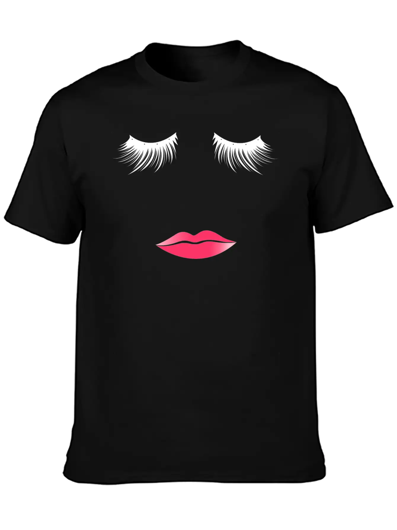 Long Eyelashes Pink Lips - Make Up Artist Unisex Short Sleeve Soft Cotton T-Shirt – Casual Everyday Wear