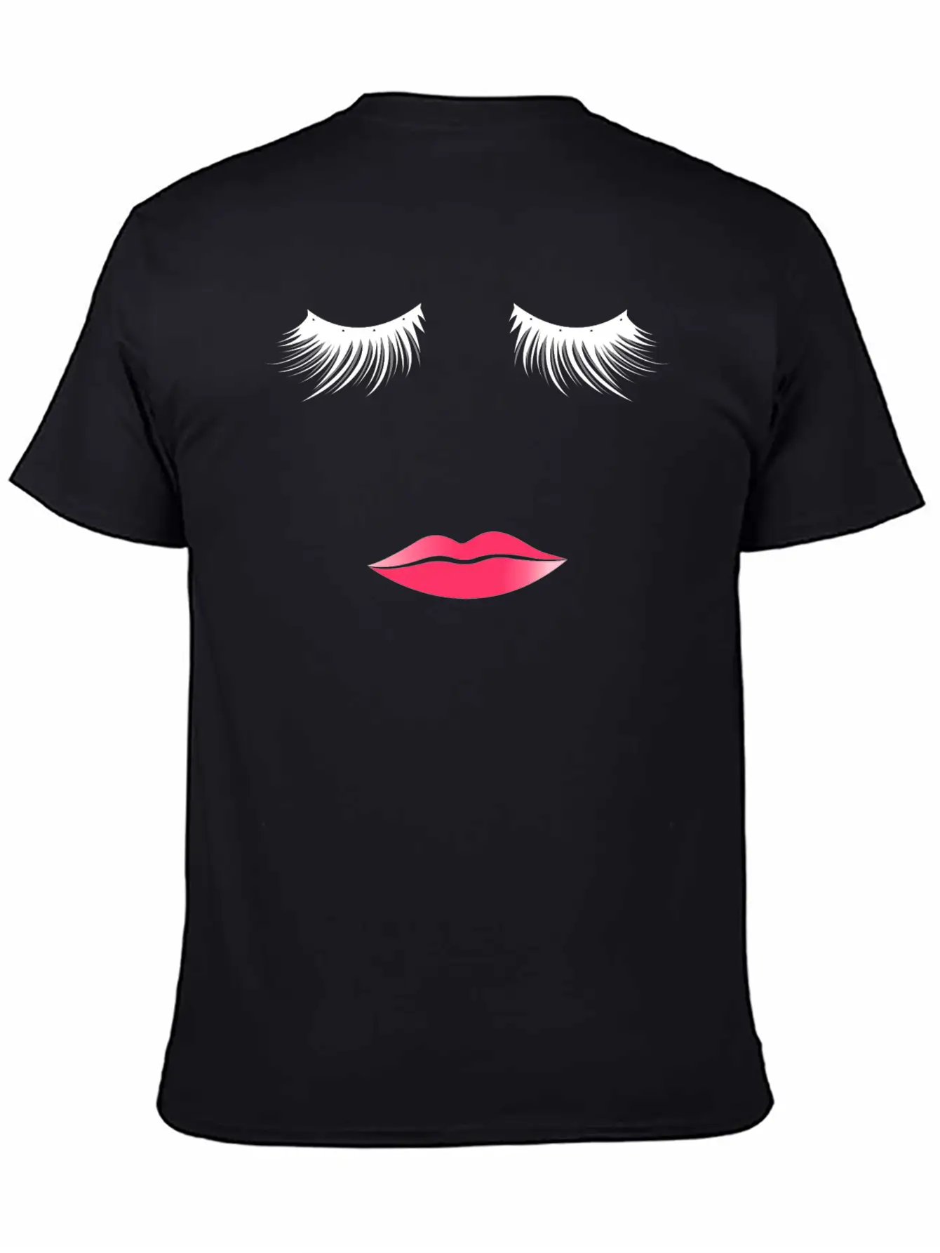 Long Eyelashes Pink Lips - Make Up Artist Unisex Short Sleeve Soft Cotton T-Shirt – Casual Everyday Wear