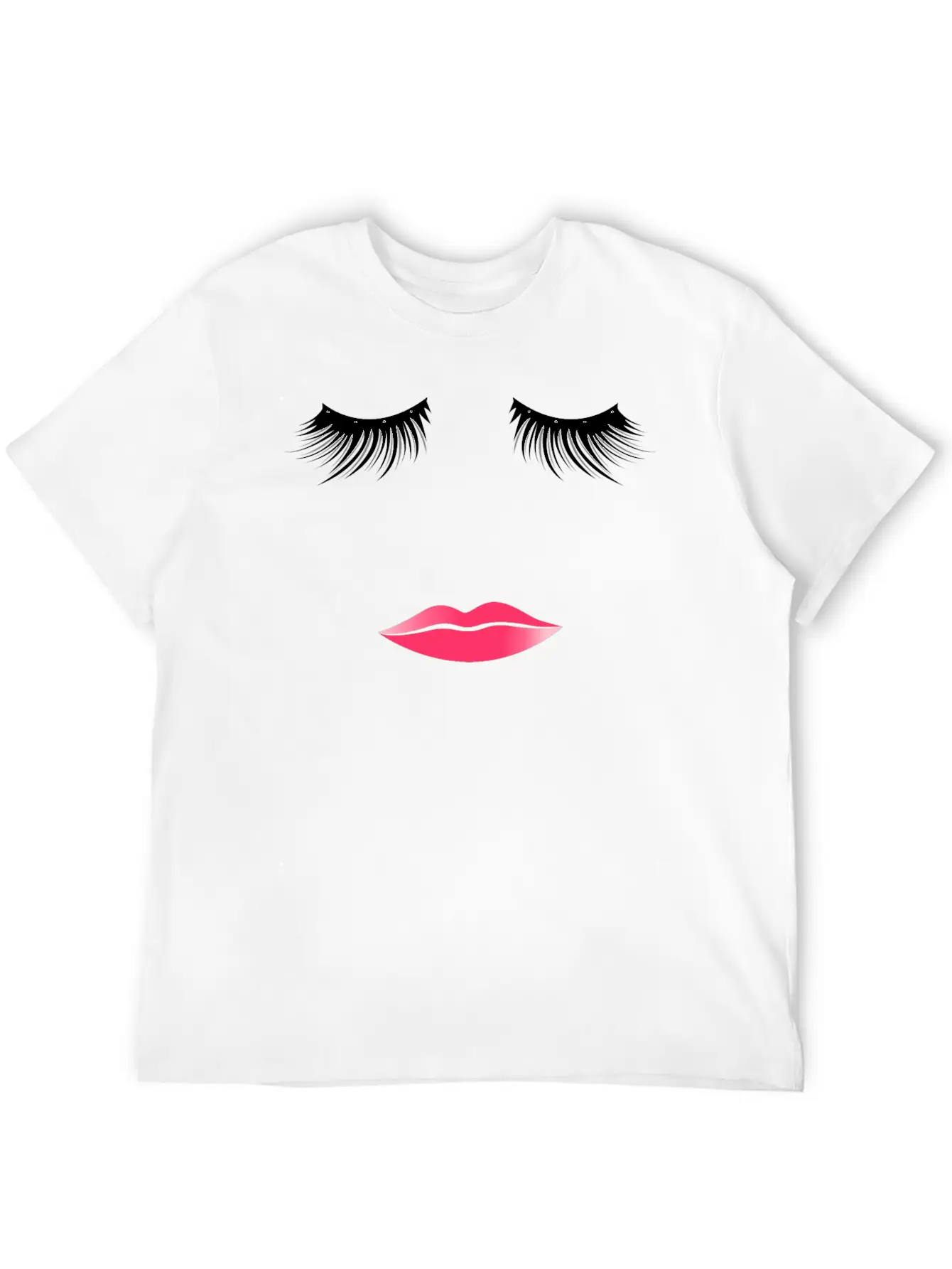 Long Eyelashes Pink Lips - Make Up Artist Unisex Short Sleeve Soft Cotton T-Shirt – Casual Everyday Wear