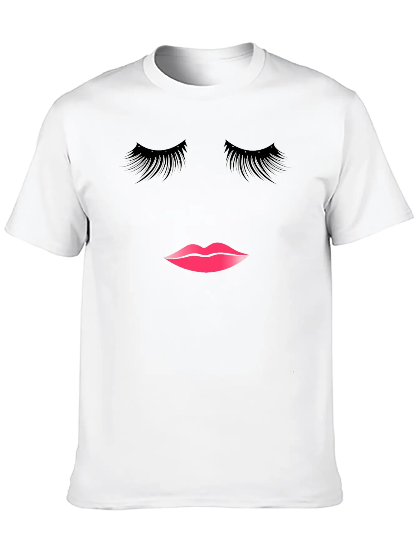 Long Eyelashes Pink Lips - Make Up Artist Unisex Short Sleeve Soft Cotton T-Shirt – Casual Everyday Wear