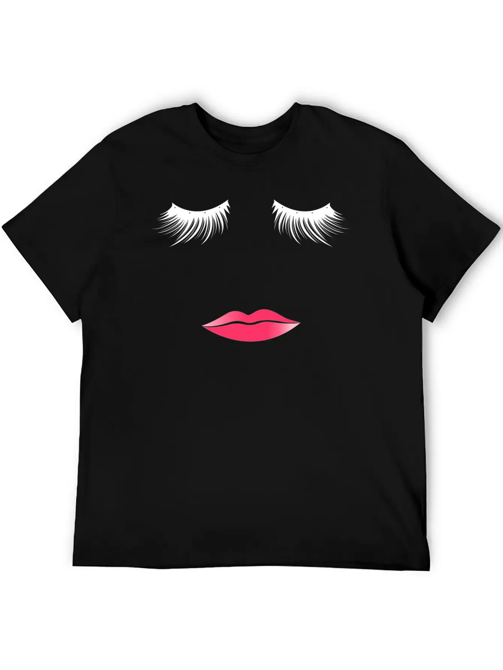 Long Eyelashes Pink Lips - Make Up Artist Unisex Short Sleeve Soft Cotton T-Shirt – Casual Everyday Wear