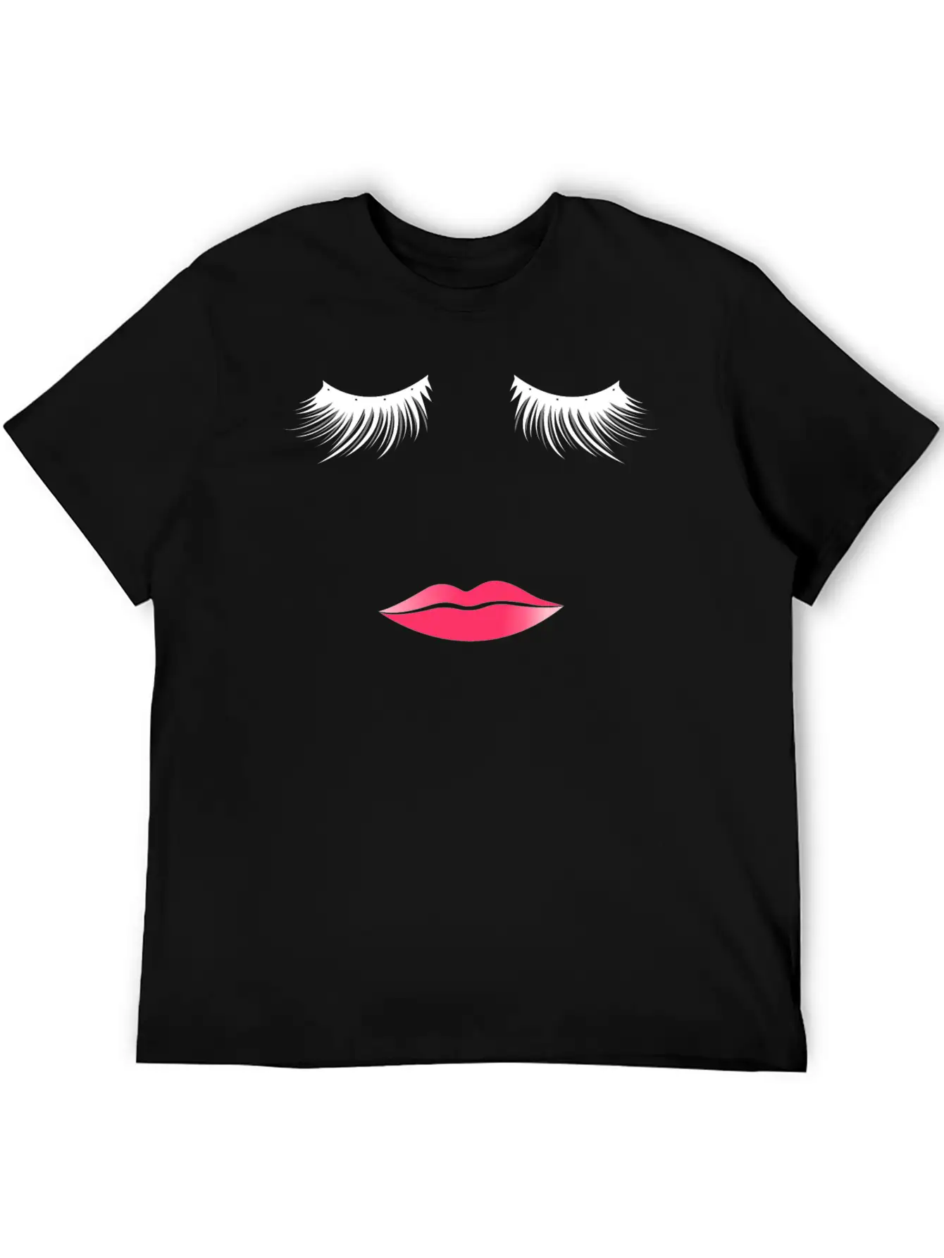 Long Eyelashes Pink Lips - Make Up Artist Unisex Short Sleeve Soft Cotton T-Shirt – Casual Everyday Wear
