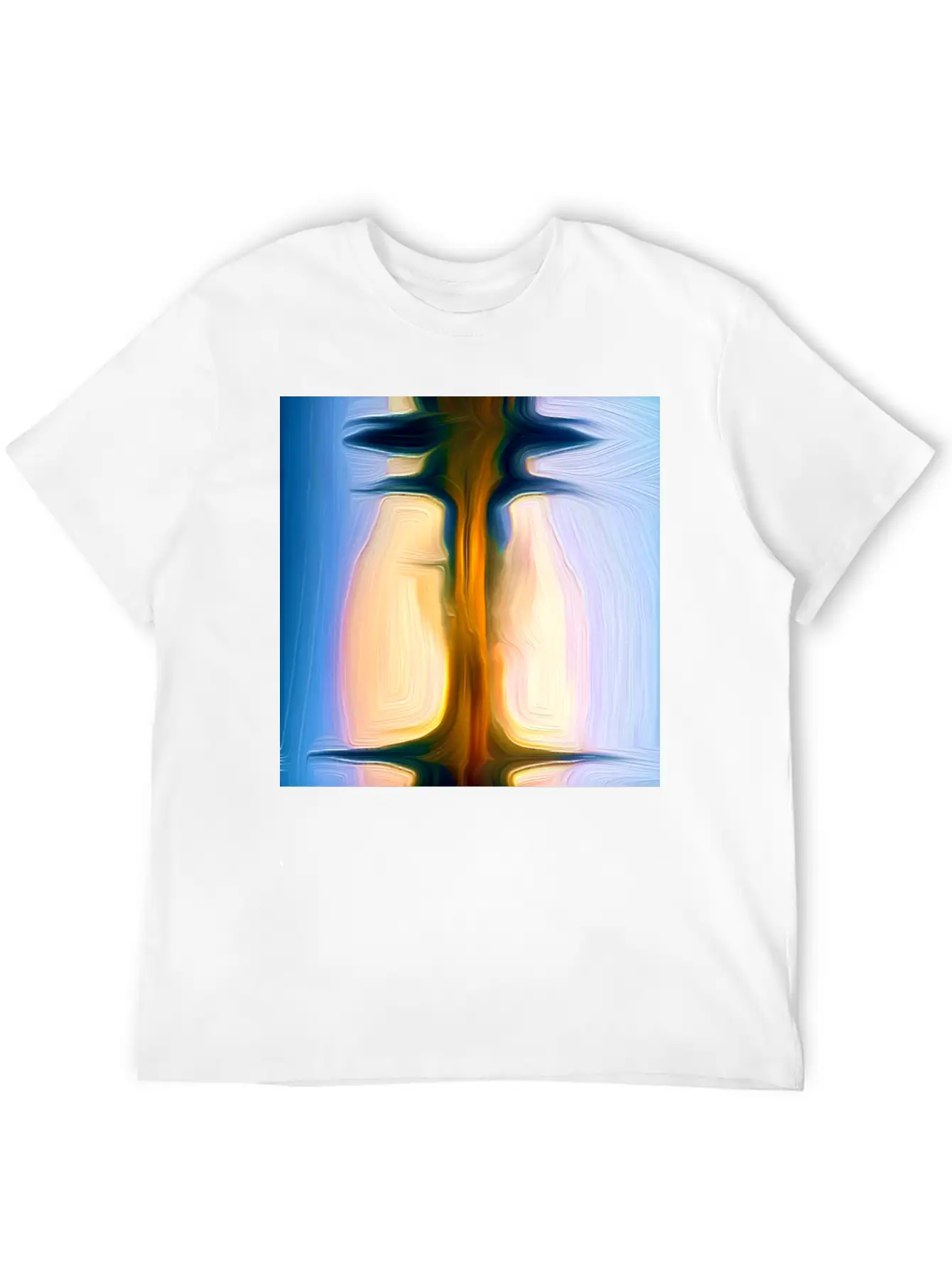 Long Light Digital Art Abstract Painting Unisex Short Sleeve Soft Cotton T-Shirt – Casual Everyday Wear