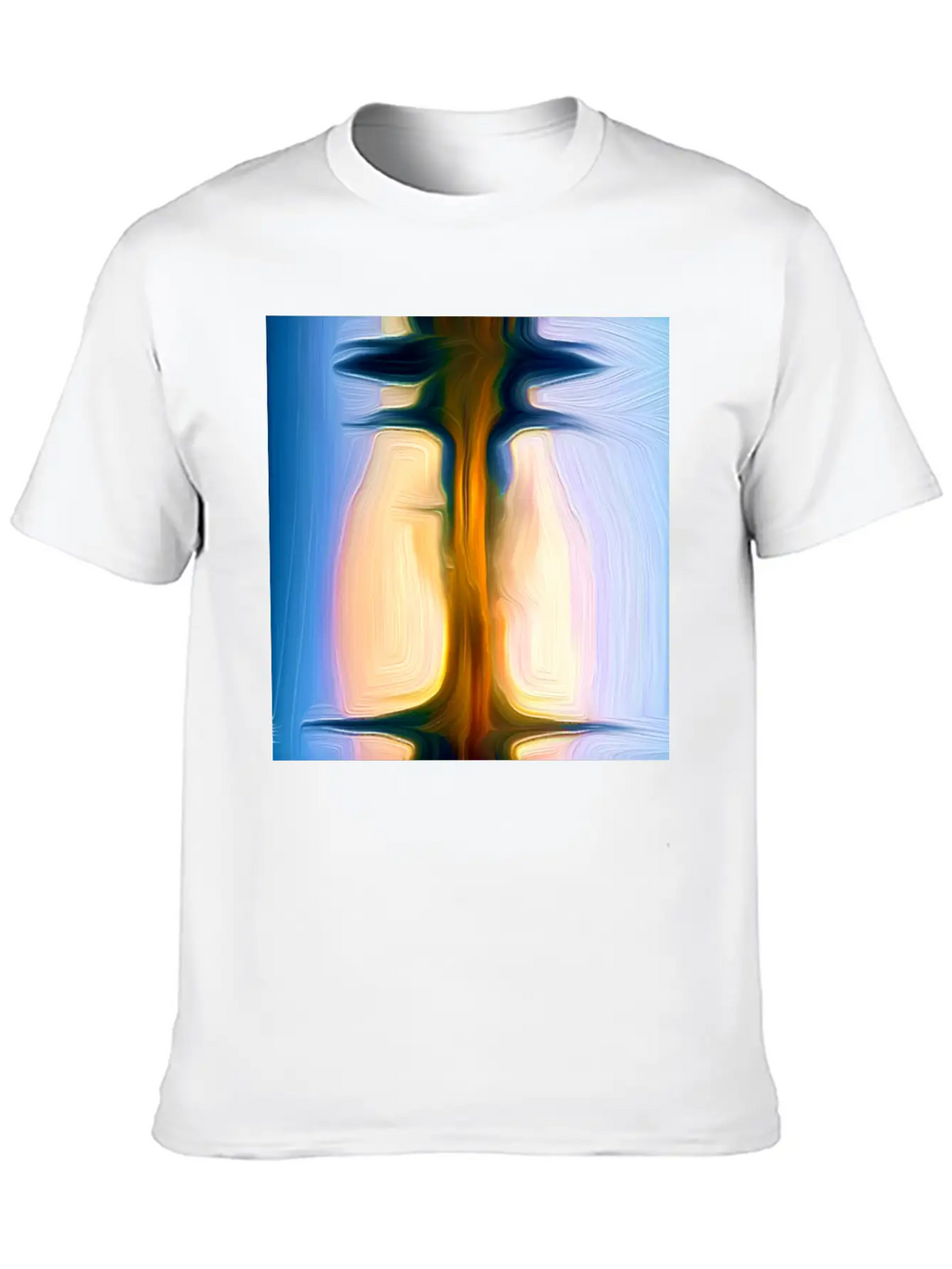 Long Light Digital Art Abstract Painting Unisex Short Sleeve Soft Cotton T-Shirt – Casual Everyday Wear