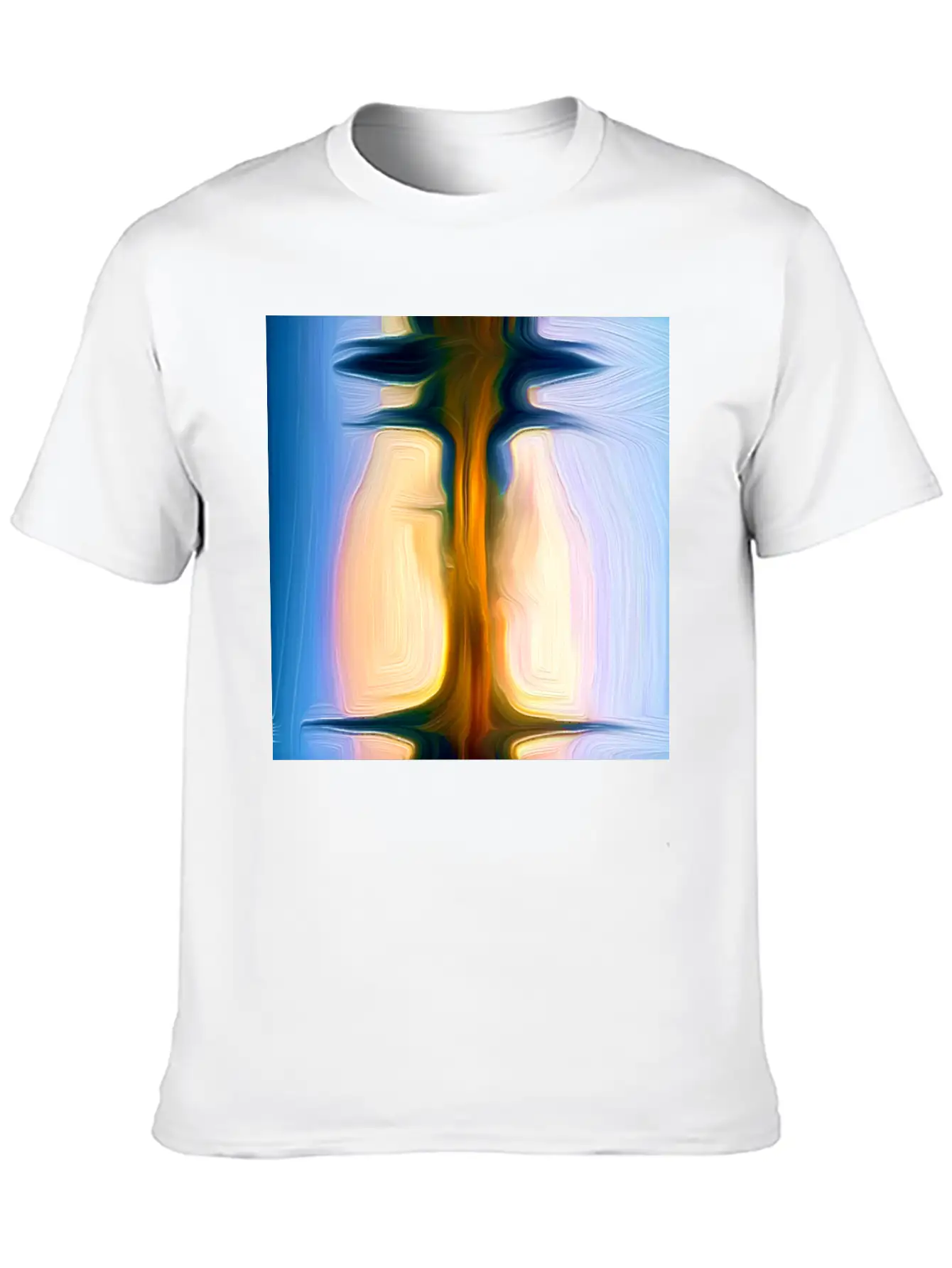 Long Light Digital Art Abstract Painting Unisex Short Sleeve Soft Cotton T-Shirt – Casual Everyday Wear
