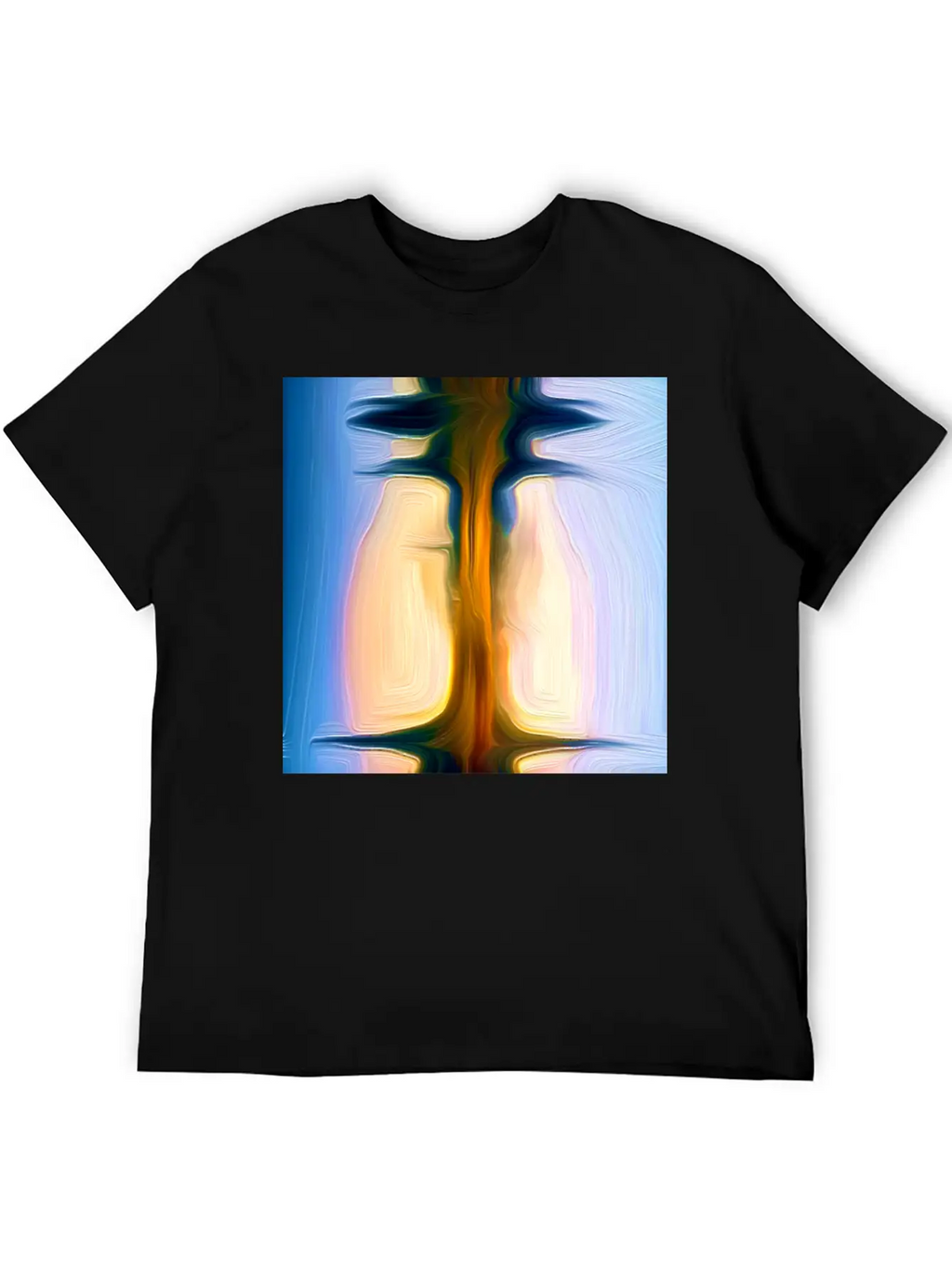 Long Light Digital Art Abstract Painting Unisex Short Sleeve Soft Cotton T-Shirt – Casual Everyday Wear