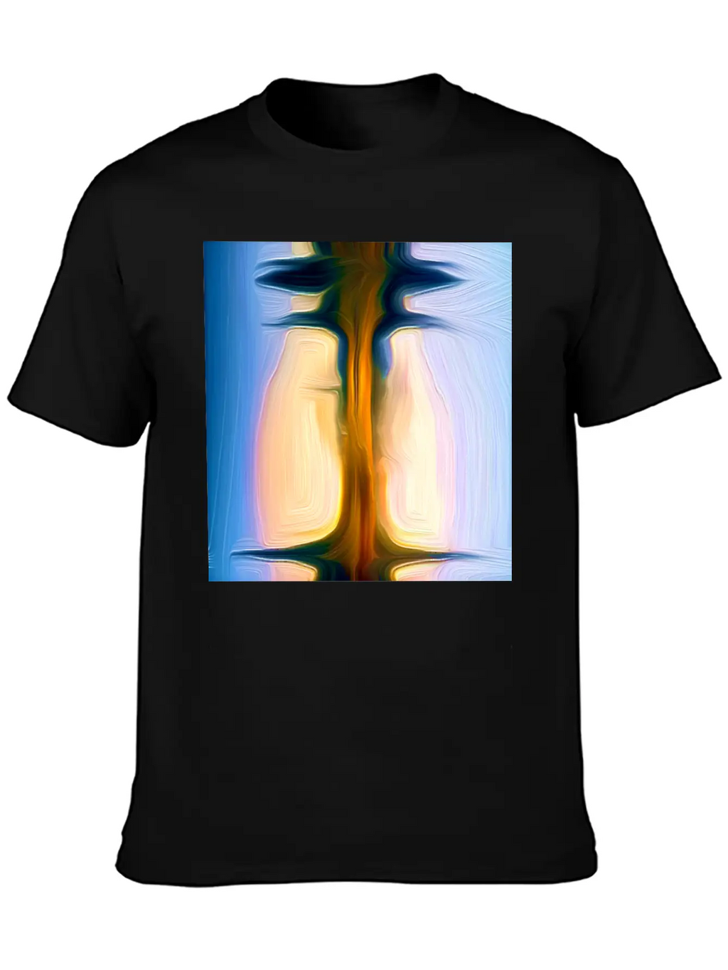 Long Light Digital Art Abstract Painting Unisex Short Sleeve Soft Cotton T-Shirt – Casual Everyday Wear