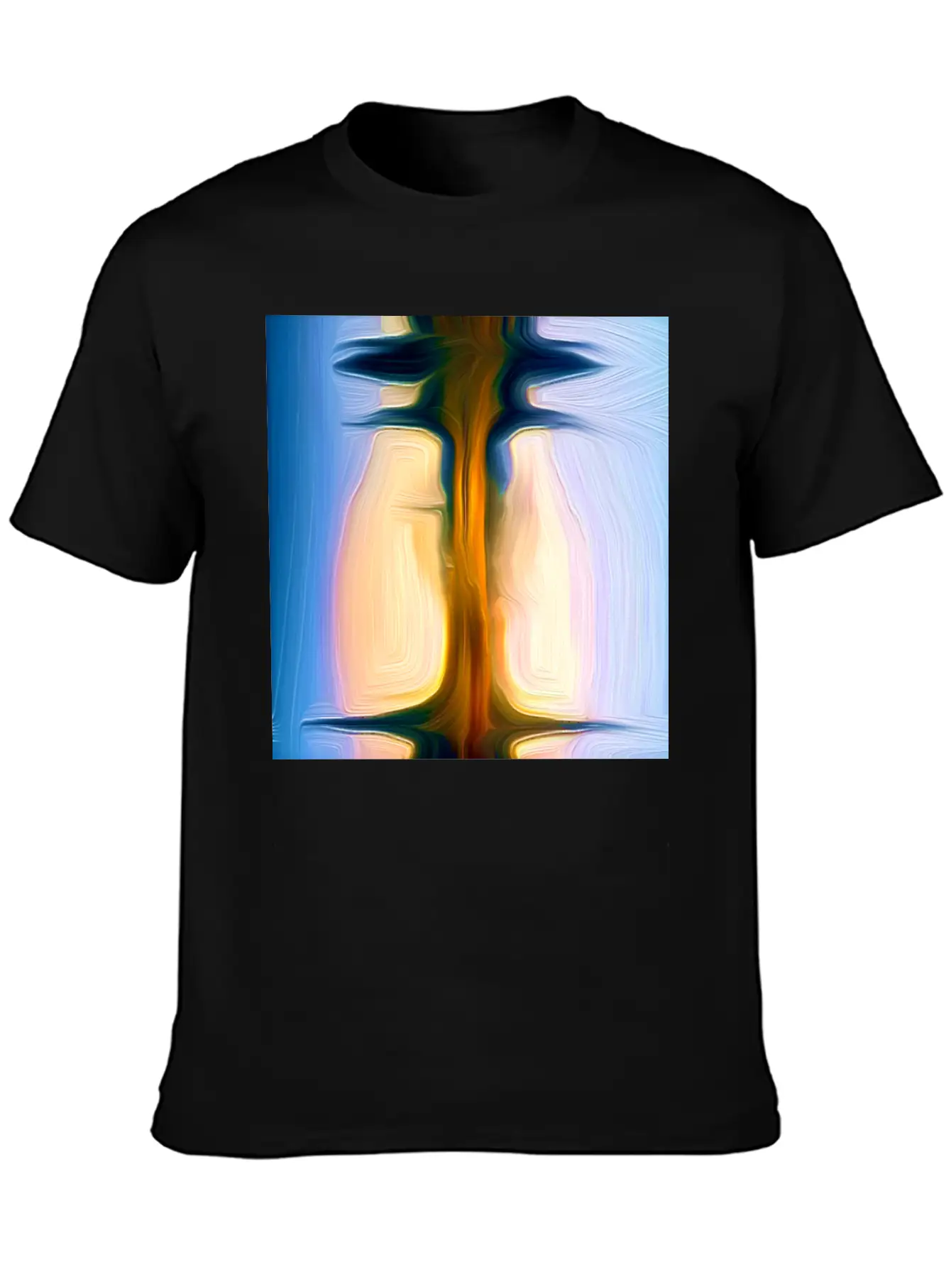 Long Light Digital Art Abstract Painting Unisex Short Sleeve Soft Cotton T-Shirt – Casual Everyday Wear