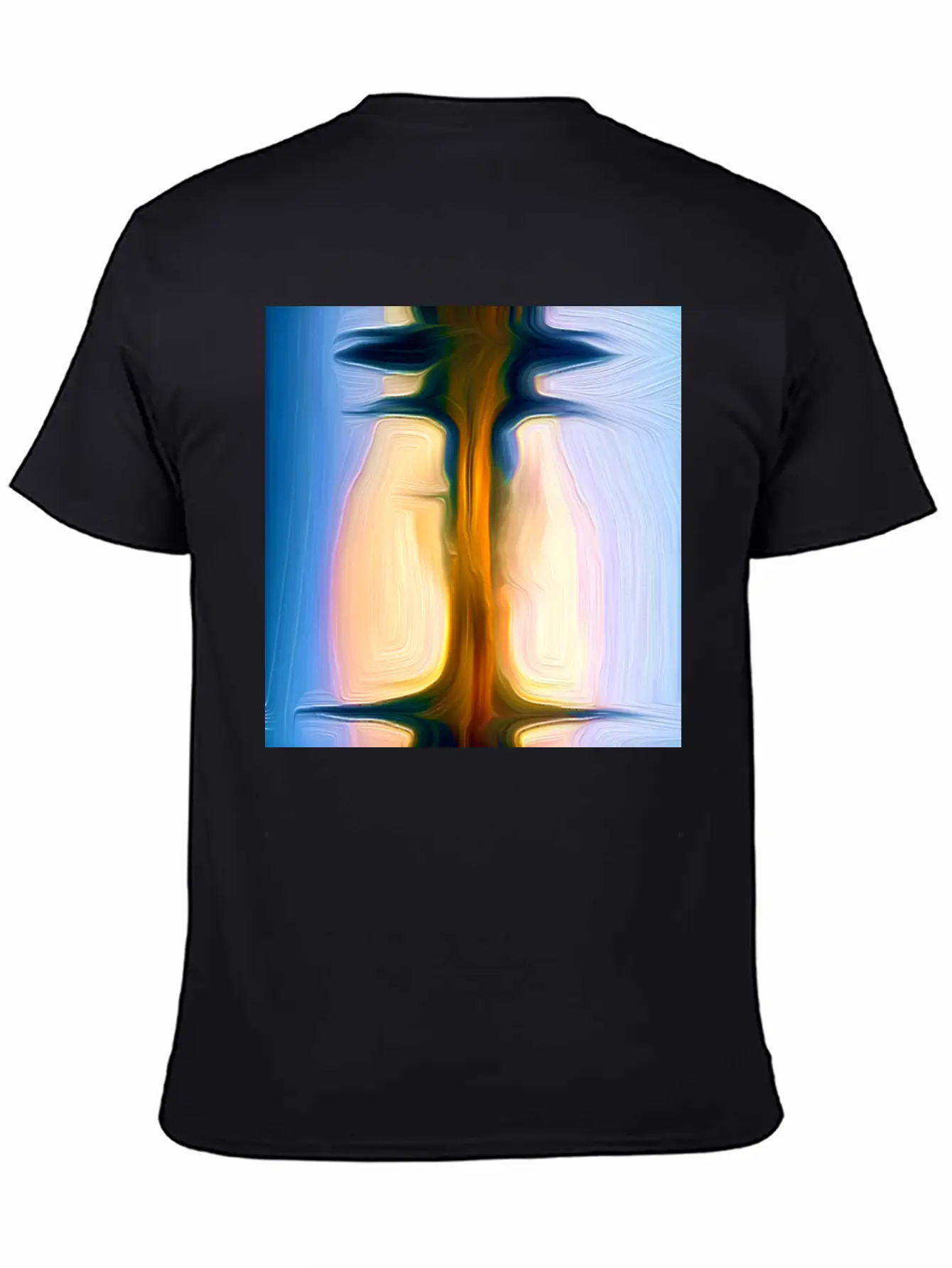 Long Light Digital Art Abstract Painting Unisex Short Sleeve Soft Cotton T-Shirt – Casual Everyday Wear