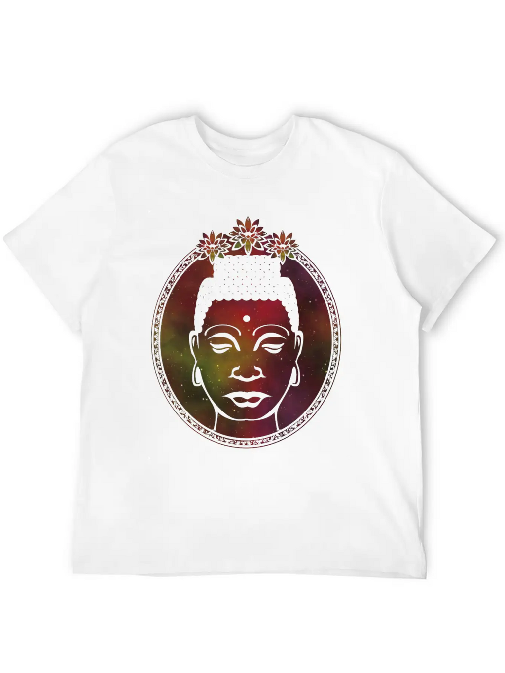 Lotus Buddha Portrait Unisex Short Sleeve Soft Cotton T-Shirt – Casual Everyday Wear