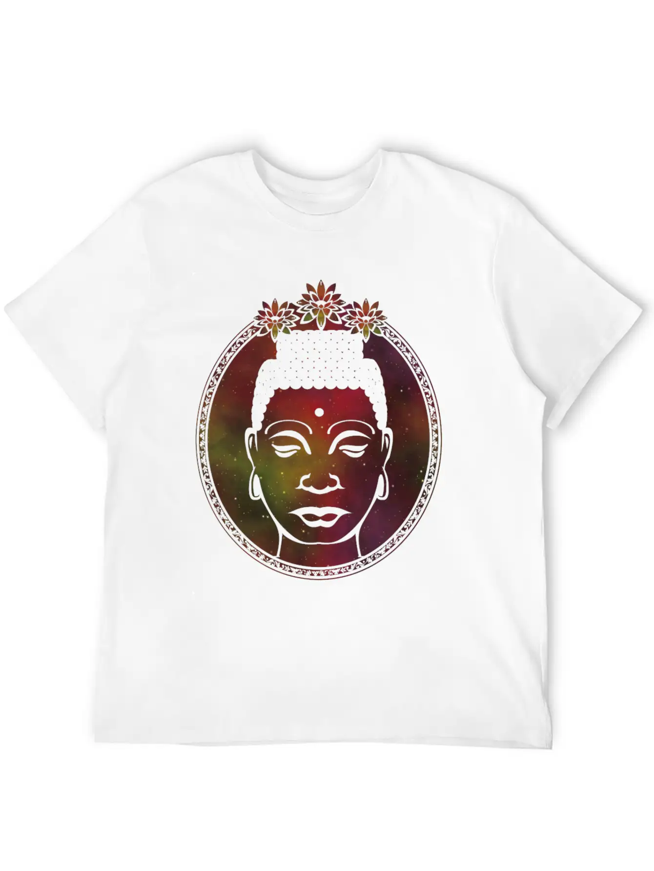 Lotus Buddha Portrait Unisex Short Sleeve Soft Cotton T-Shirt – Casual Everyday Wear