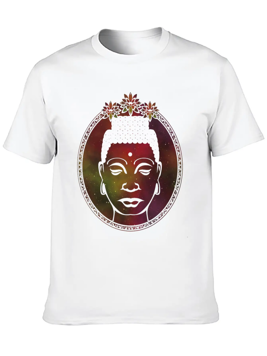 Lotus Buddha Portrait Unisex Short Sleeve Soft Cotton T-Shirt – Casual Everyday Wear
