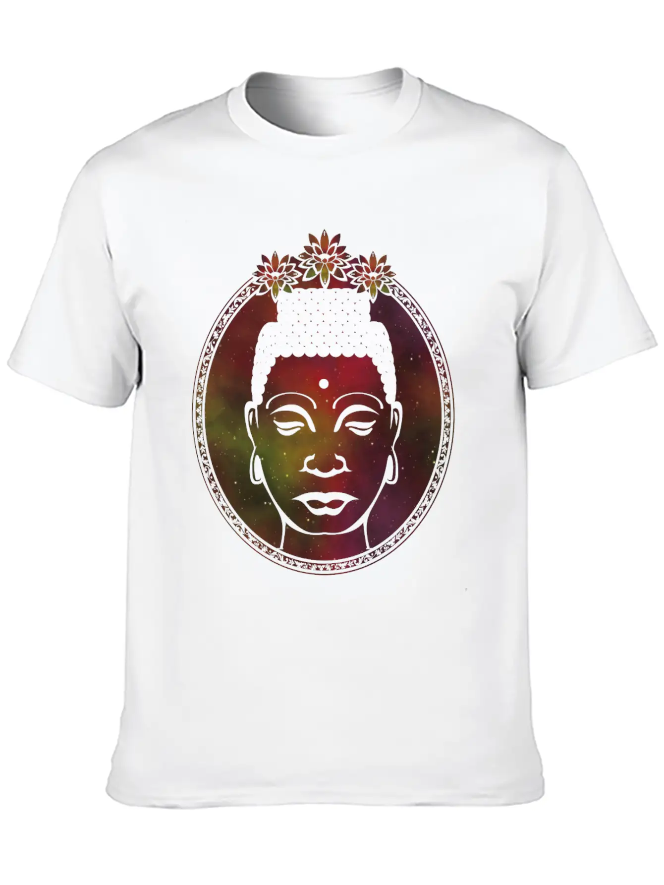 Lotus Buddha Portrait Unisex Short Sleeve Soft Cotton T-Shirt – Casual Everyday Wear