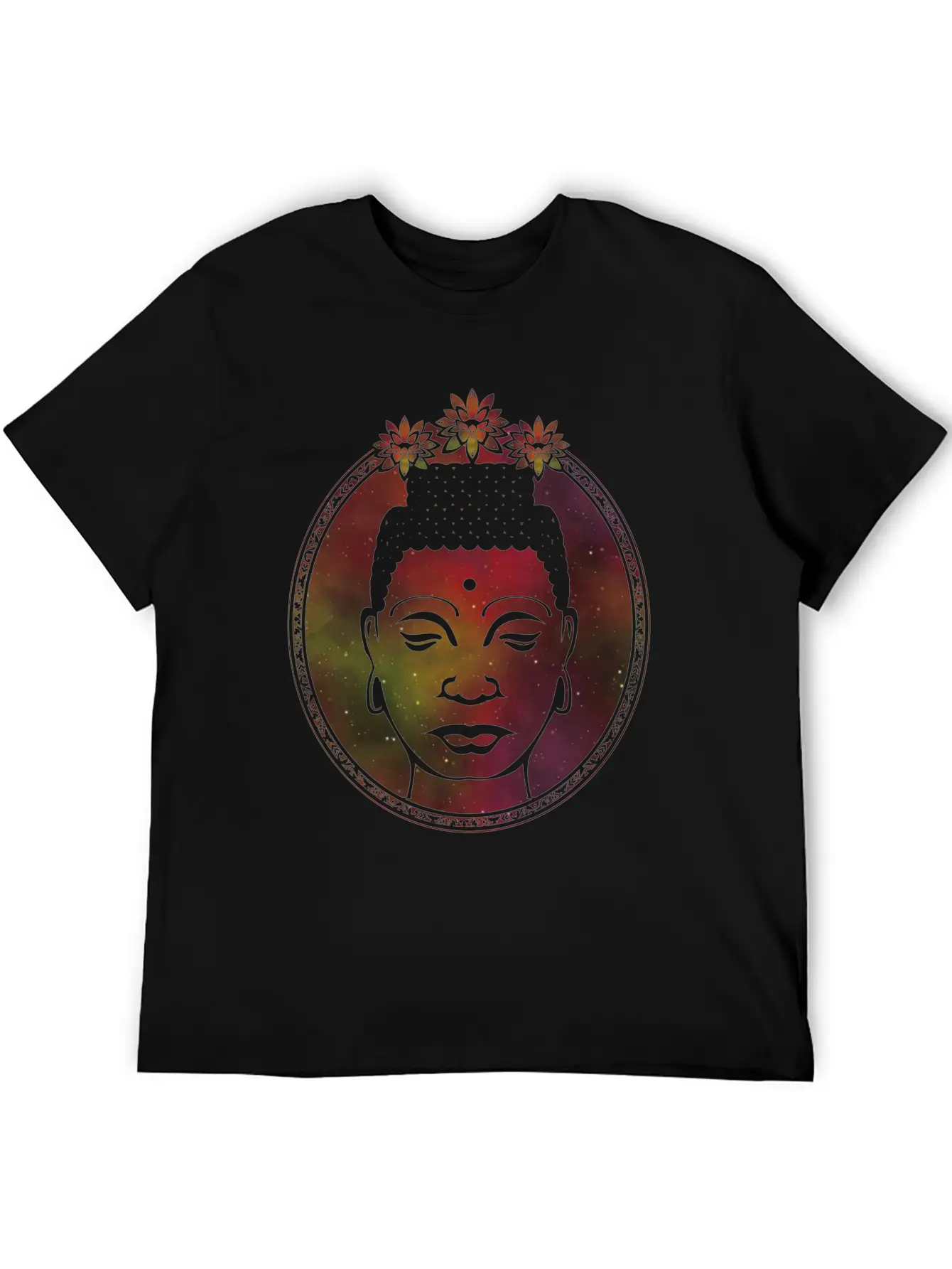 Lotus Buddha Portrait Unisex Short Sleeve Soft Cotton T-Shirt – Casual Everyday Wear
