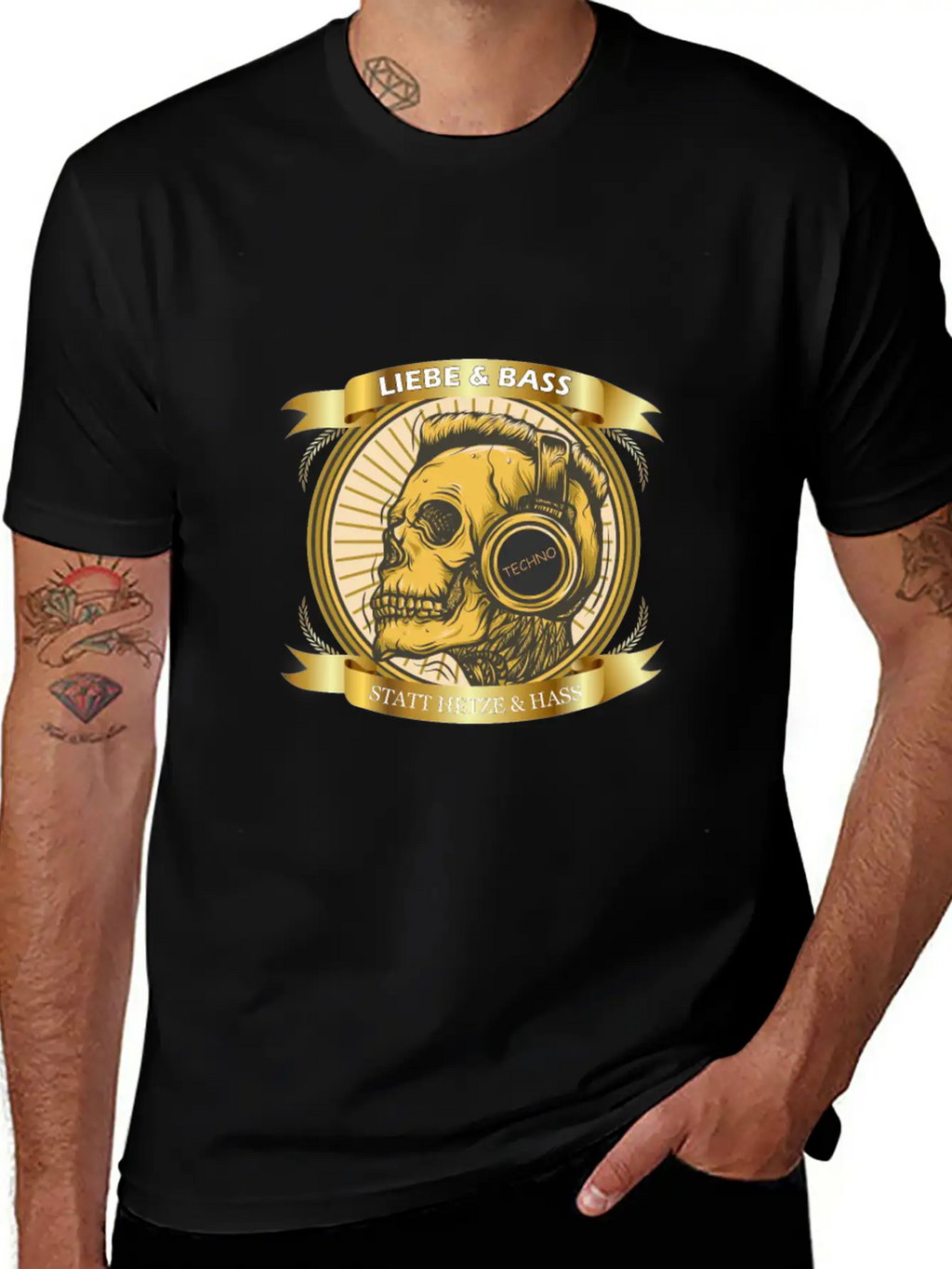 Love And Bass Instead Of Hate - Techno Casual Graphic T-Shirt – Simple And Comfortable Daily Wear