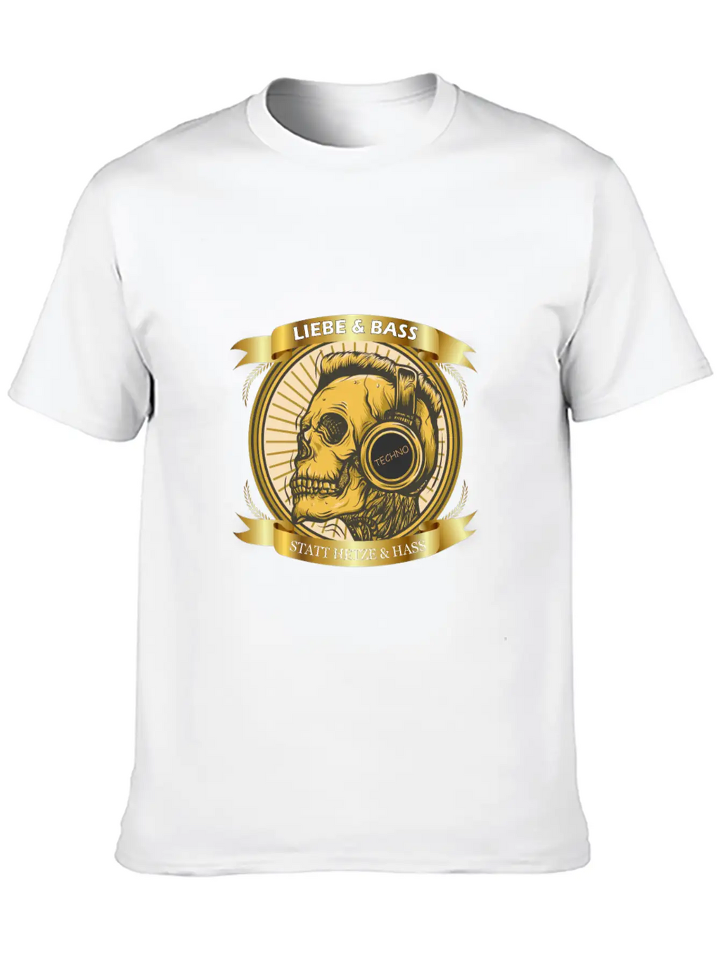 Love And Bass Instead Of Hate - Techno Casual Graphic T-Shirt – Simple And Comfortable Daily Wear