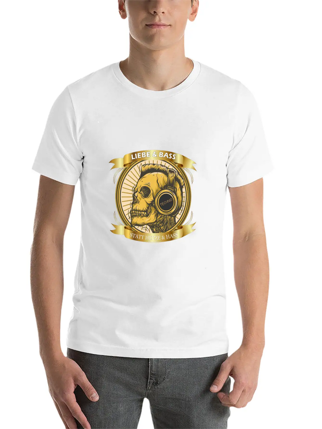Love And Bass Instead Of Hate - Techno Casual Graphic T-Shirt – Simple And Comfortable Daily Wear