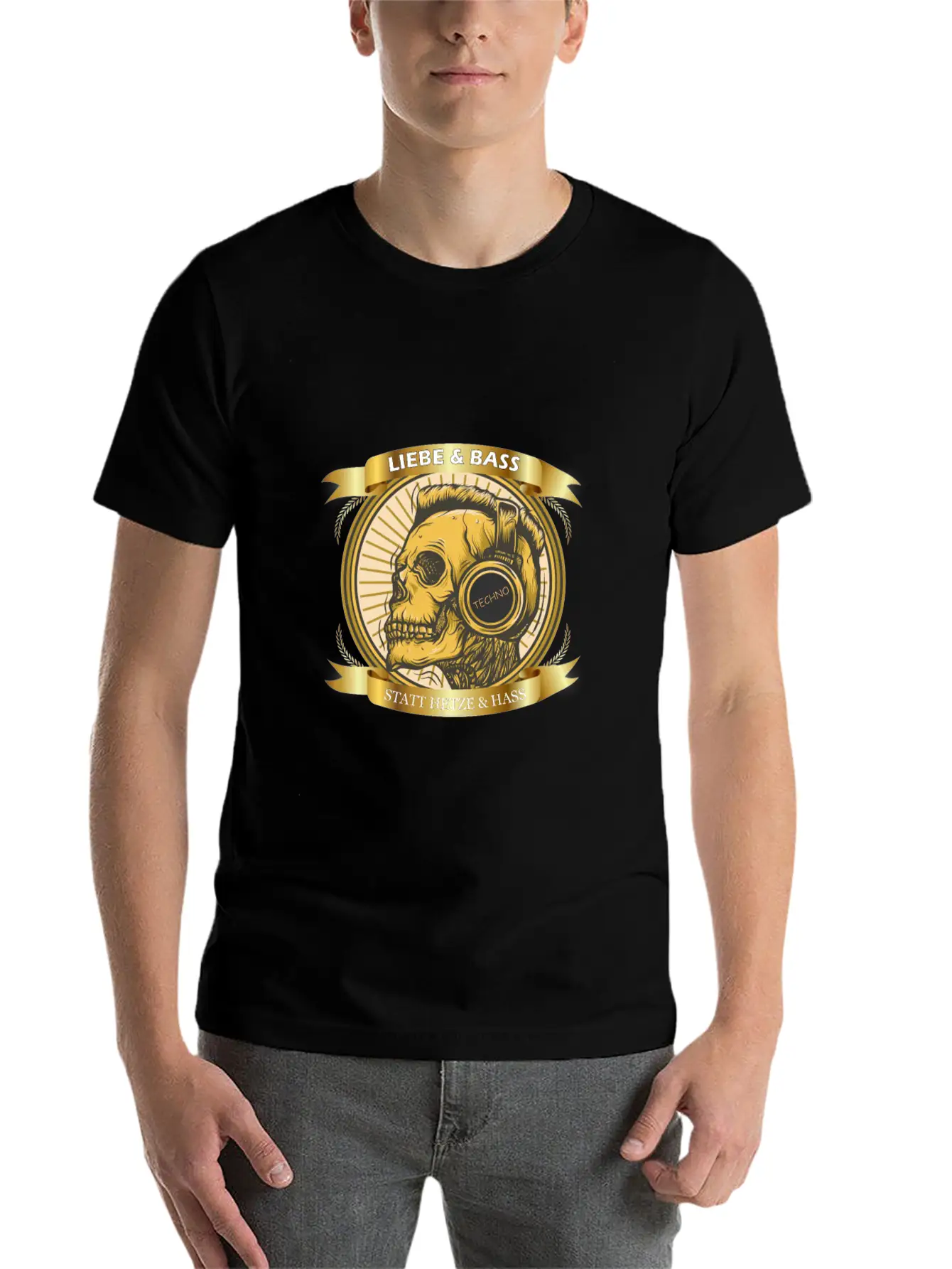 Love And Bass Instead Of Hate - Techno Casual Graphic T-Shirt – Simple And Comfortable Daily Wear