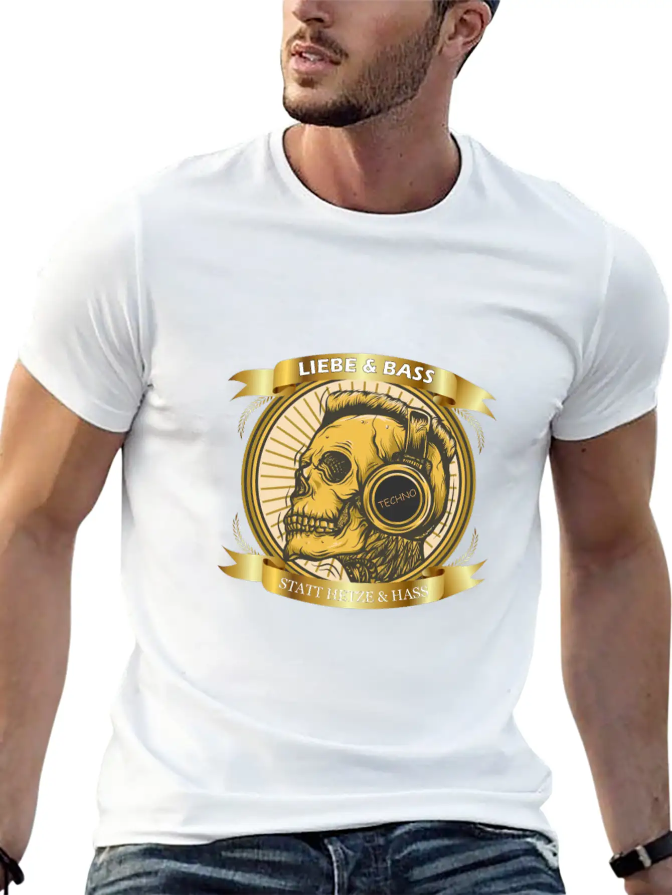 Love And Bass Instead Of Hate - Techno Casual Graphic T-Shirt – Simple And Comfortable Daily Wear