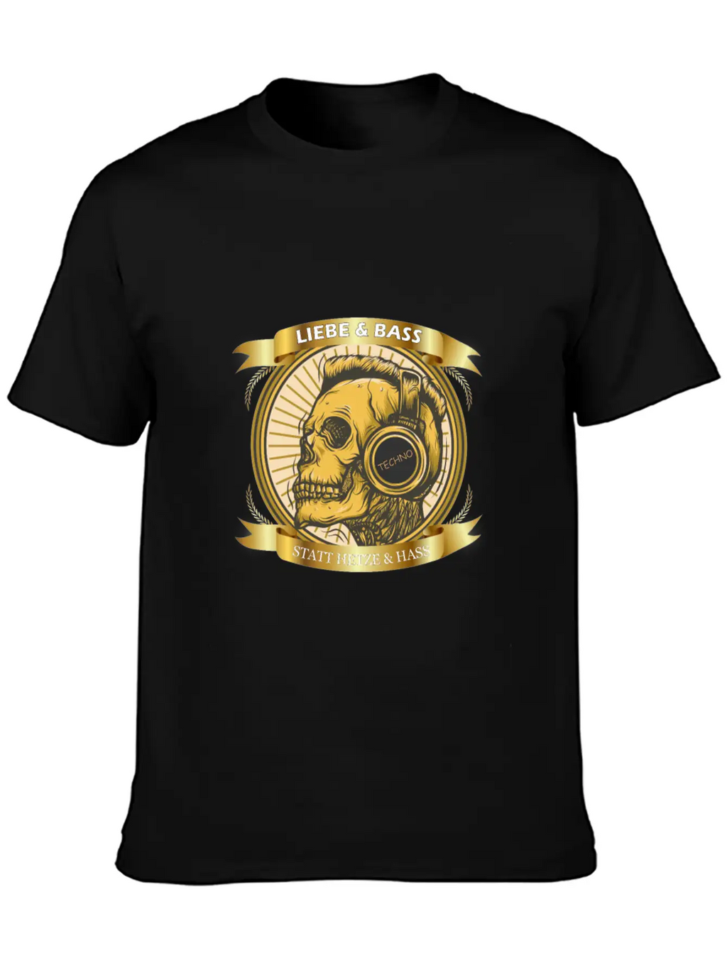 Love And Bass Instead Of Hate - Techno Casual Graphic T-Shirt – Simple And Comfortable Daily Wear