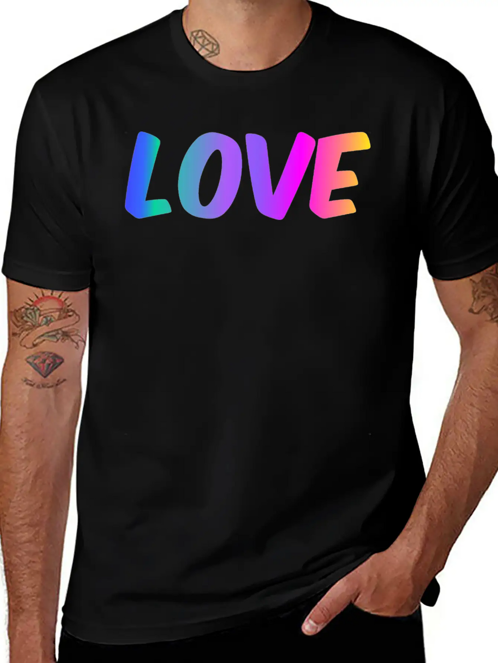 LOVE Color Gradient Essential Cotton Tee For Daily Outfits – Unisex Style