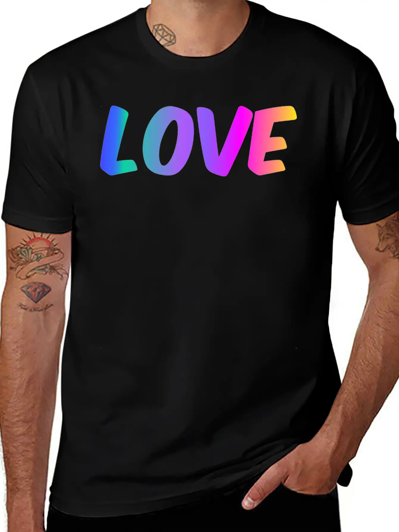 LOVE Color Gradient Essential Cotton Tee For Daily Outfits – Unisex Style