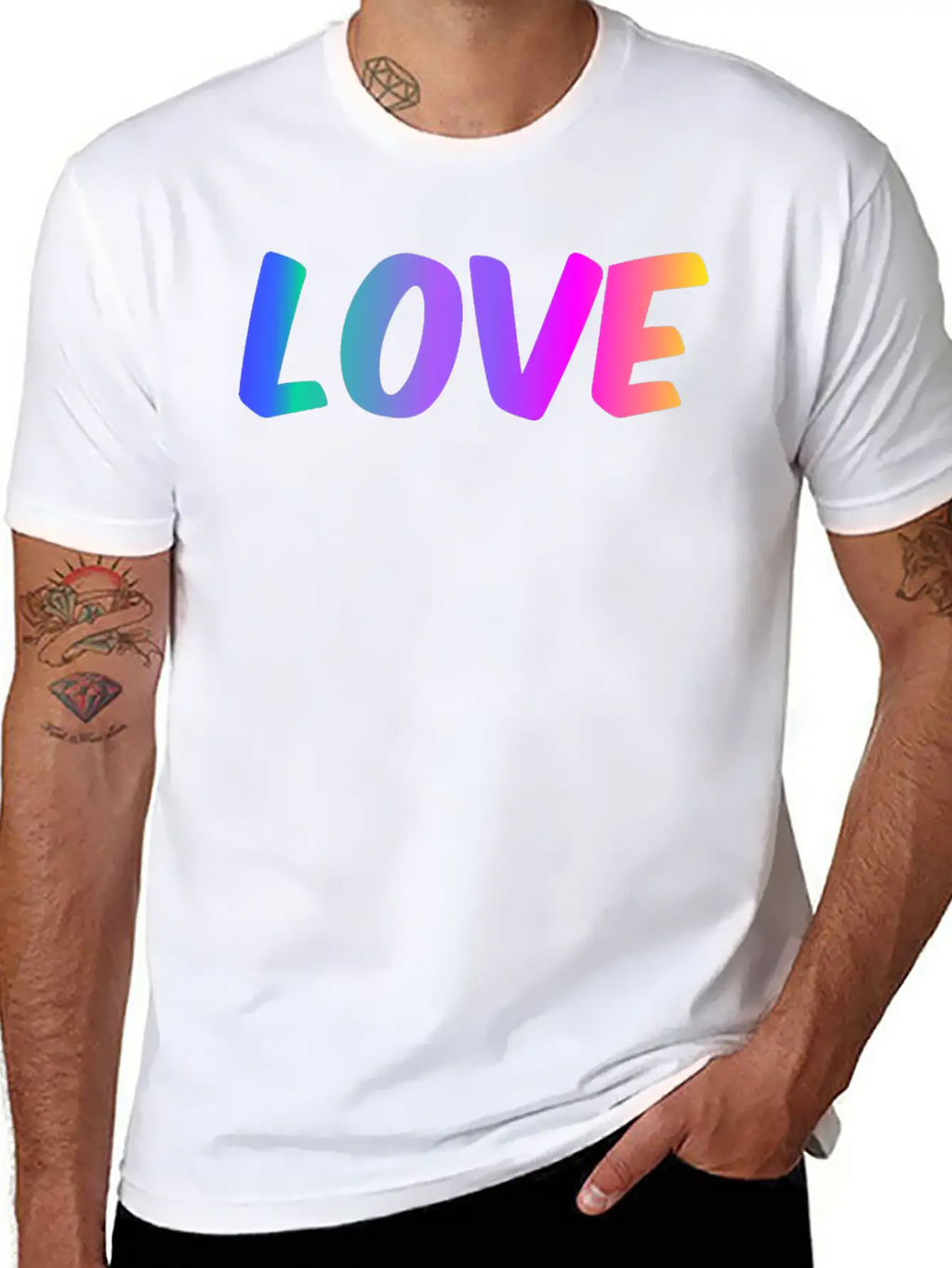 LOVE Color Gradient Essential Cotton Tee For Daily Outfits – Unisex Style