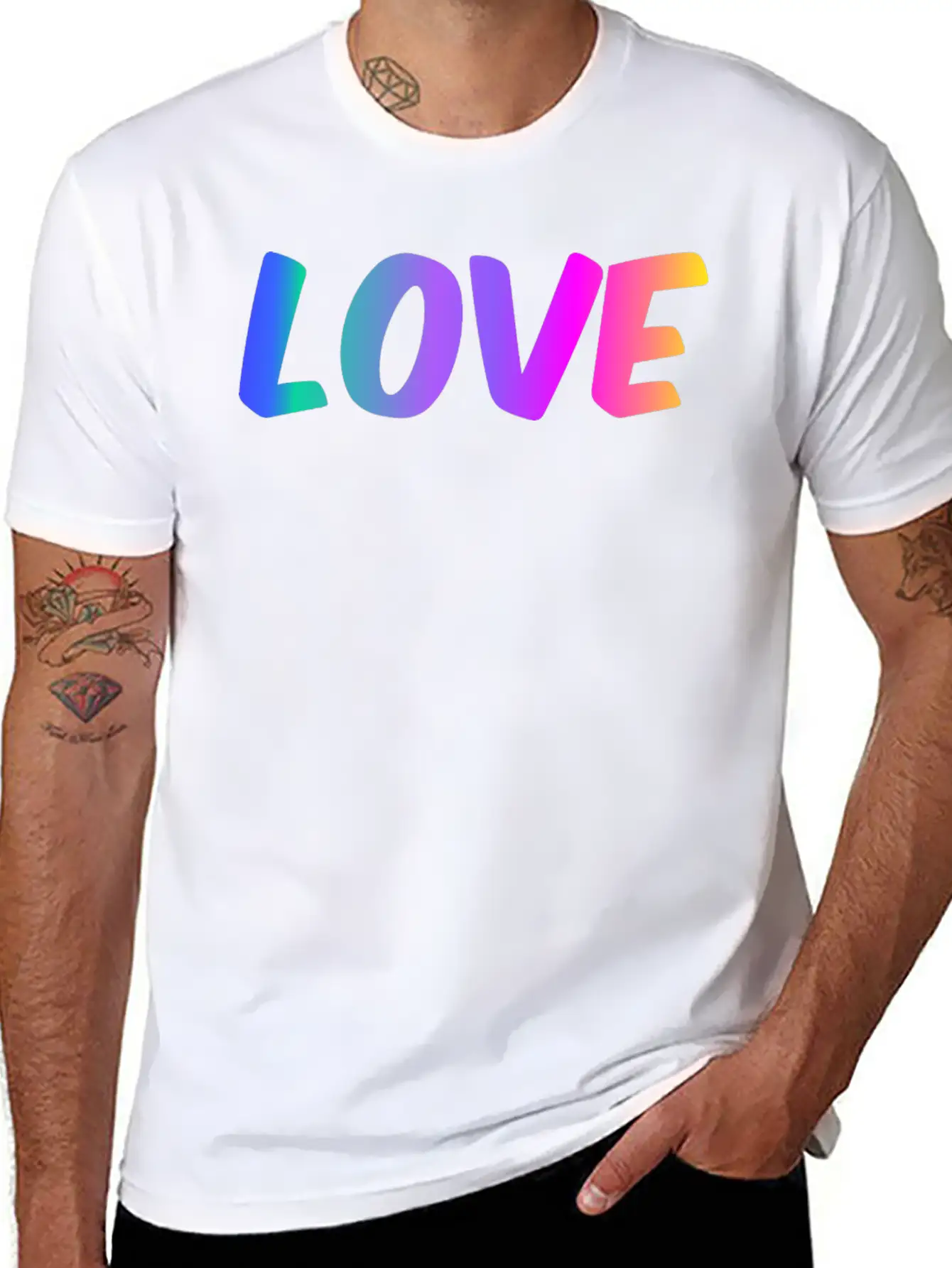 LOVE Color Gradient Essential Cotton Tee For Daily Outfits – Unisex Style