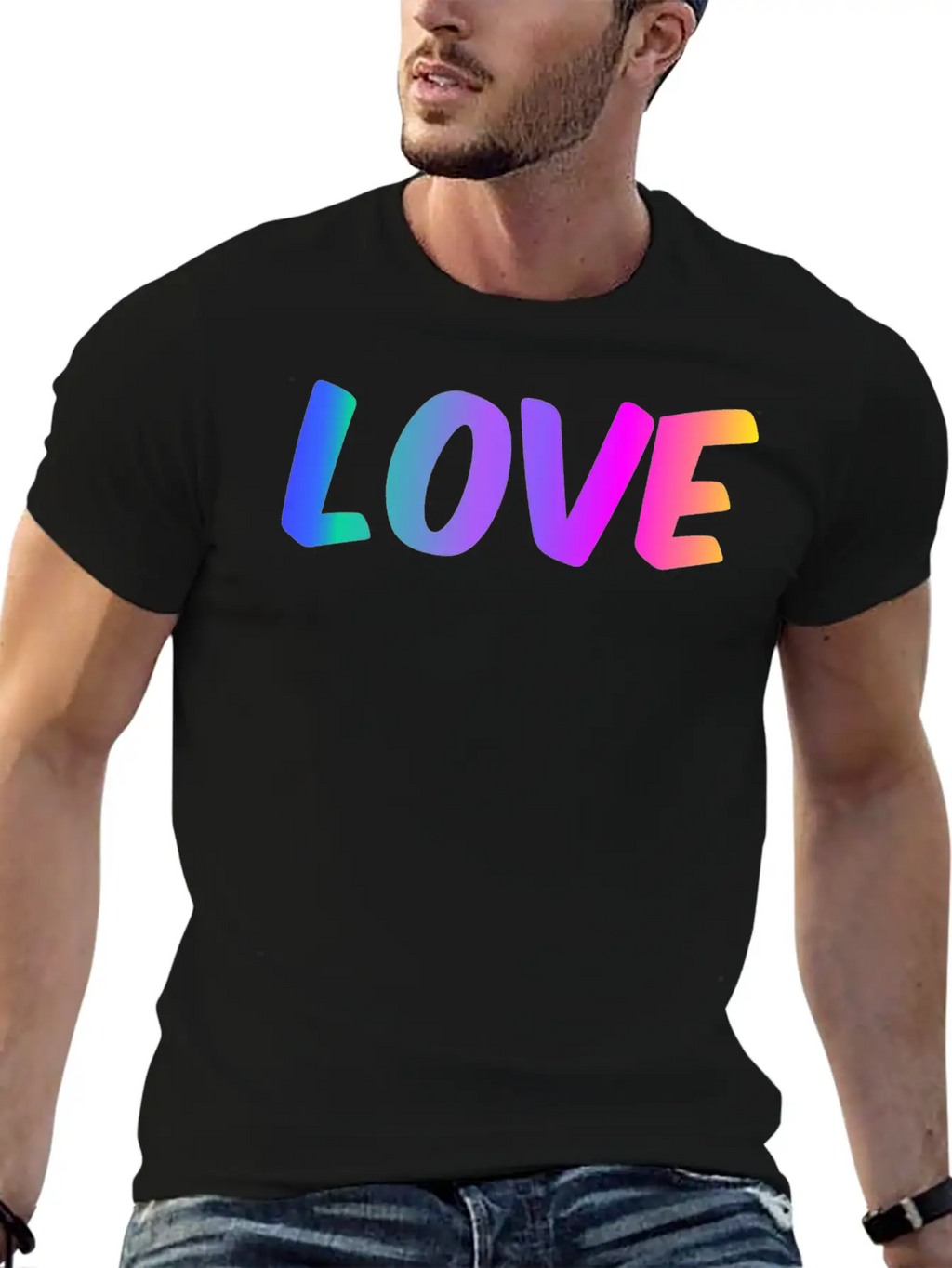 LOVE Color Gradient Essential Cotton Tee For Daily Outfits – Unisex Style