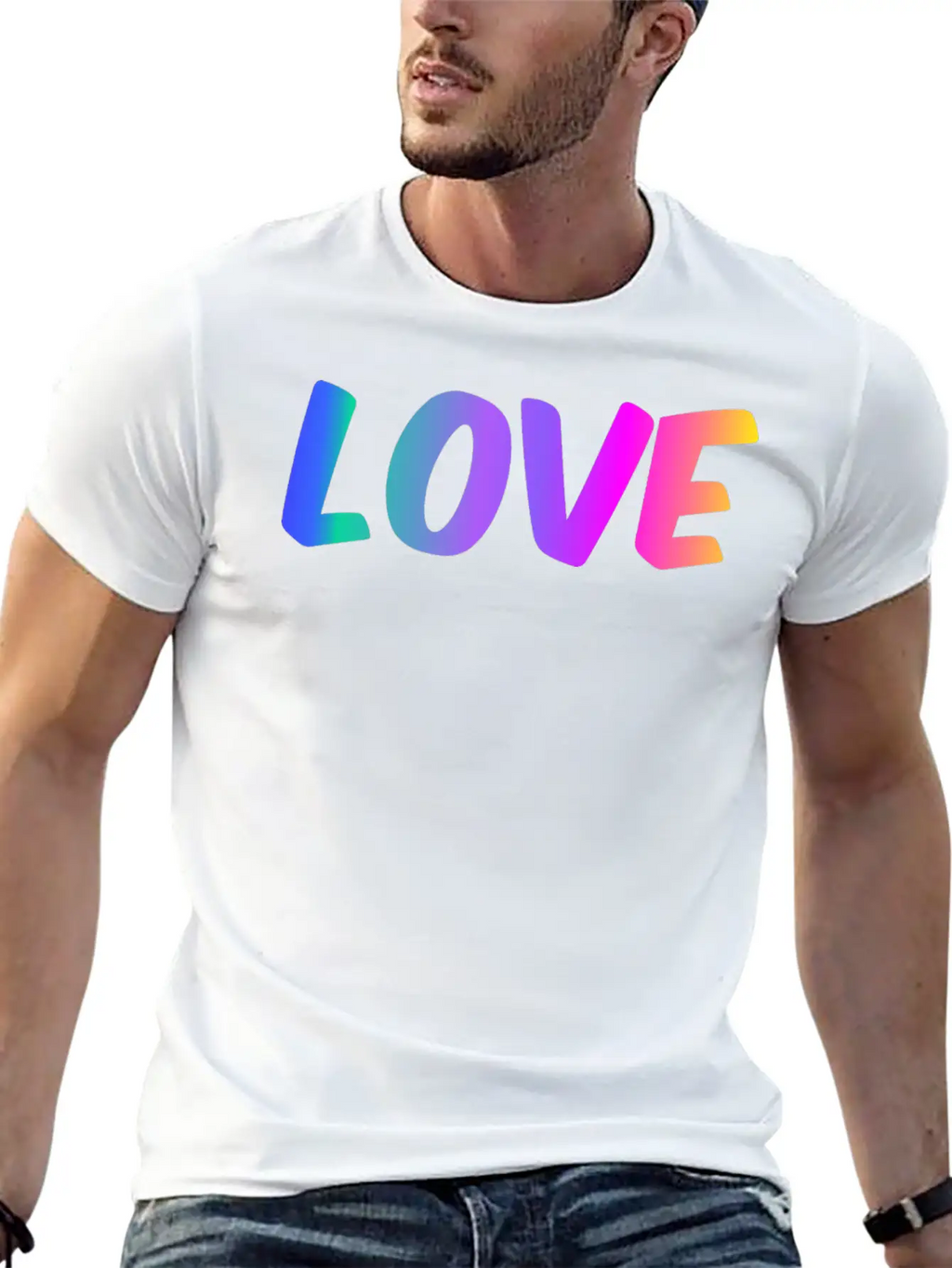 LOVE Color Gradient Essential Cotton Tee For Daily Outfits – Unisex Style