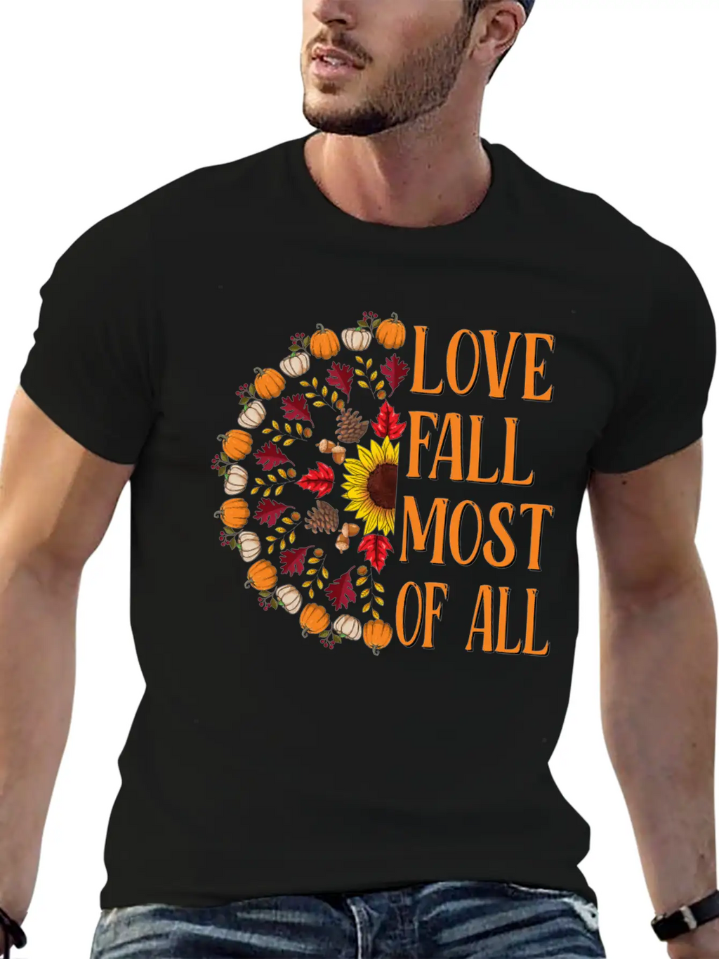 Love Fall Most Of All Sunflower Acorns Unisex Casual T-Shirt – Clean Design For Daily Comfort