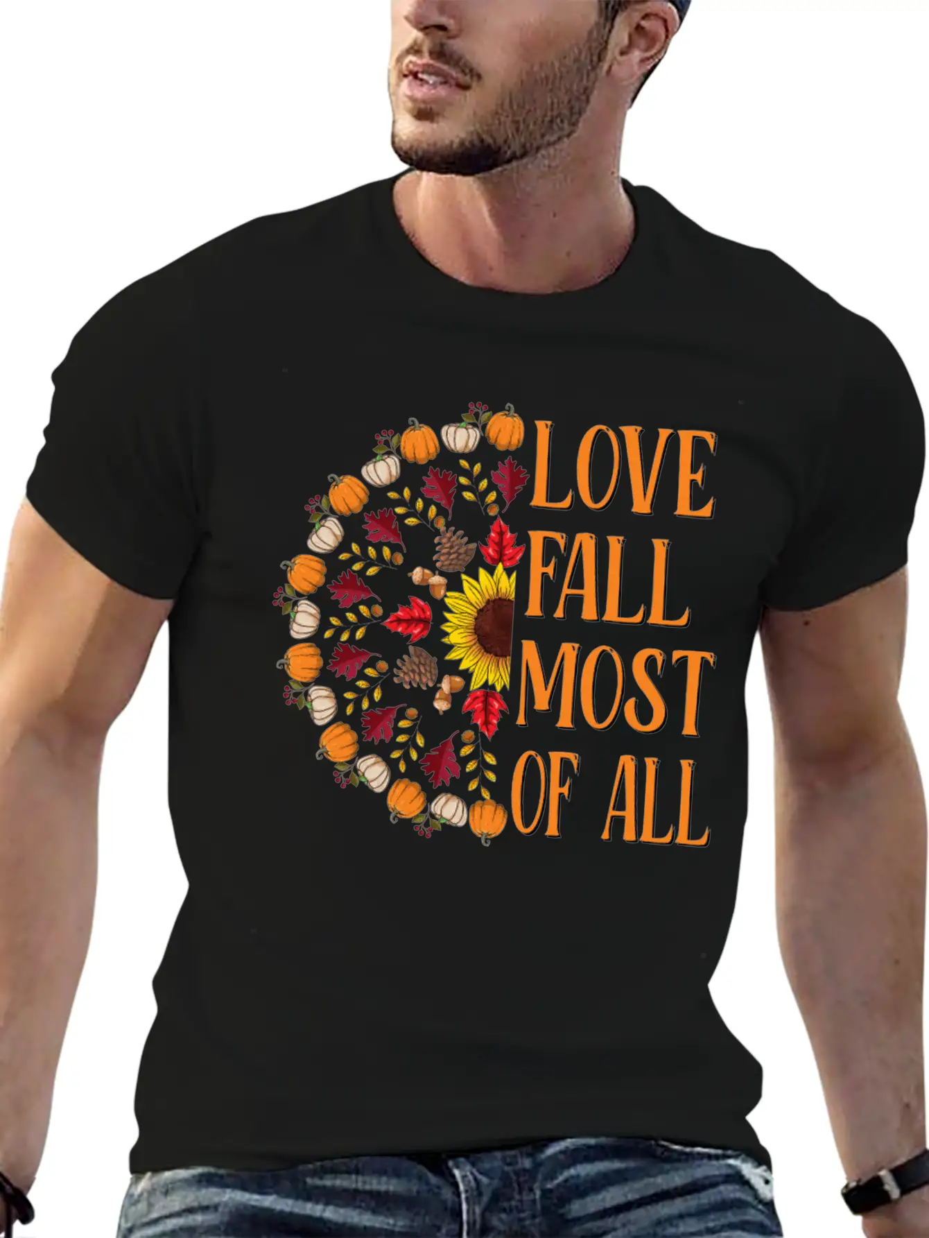 Love Fall Most Of All Sunflower Acorns Unisex Casual T-Shirt – Clean Design For Daily Comfort