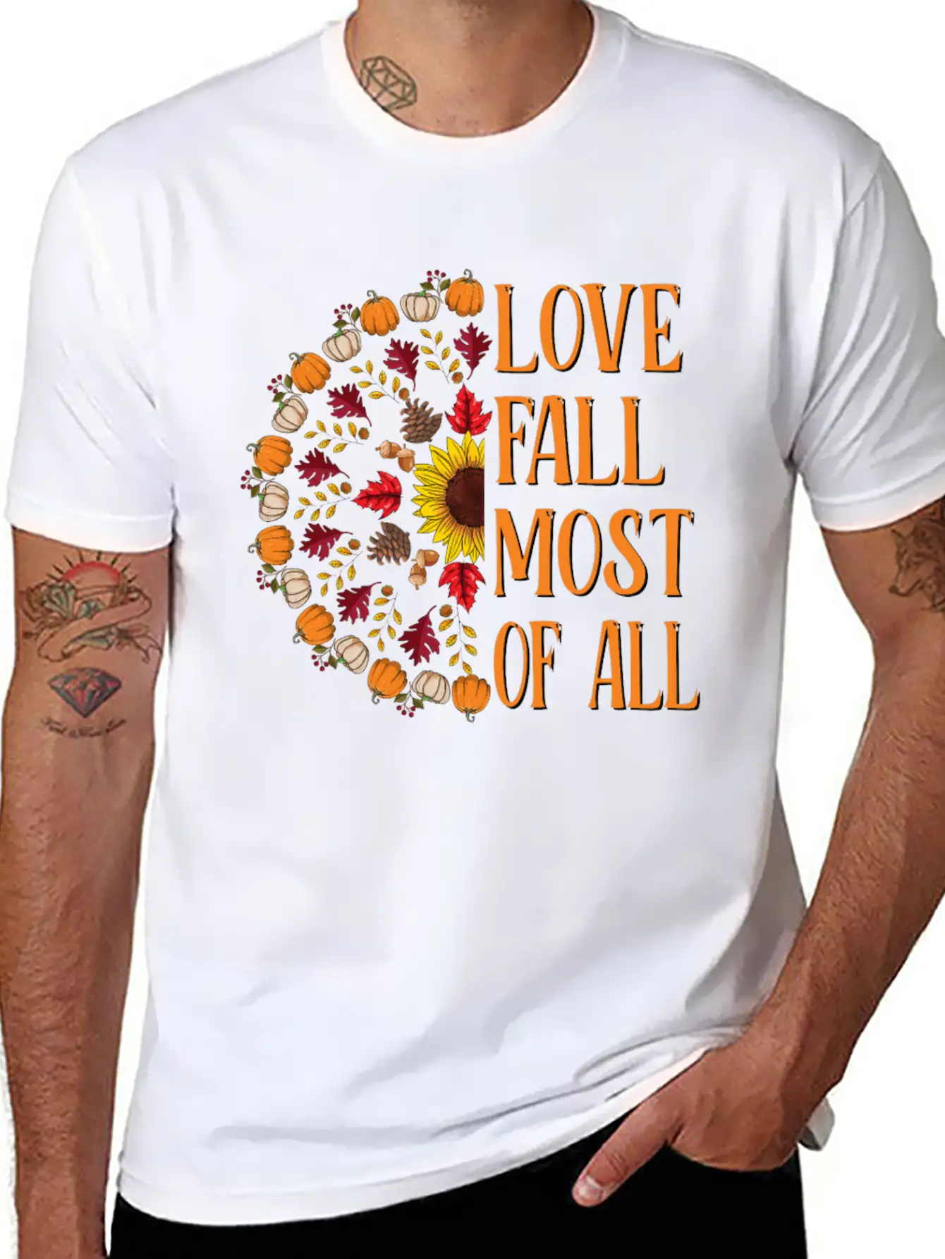 Love Fall Most Of All Sunflower Acorns Unisex Casual T-Shirt – Clean Design For Daily Comfort