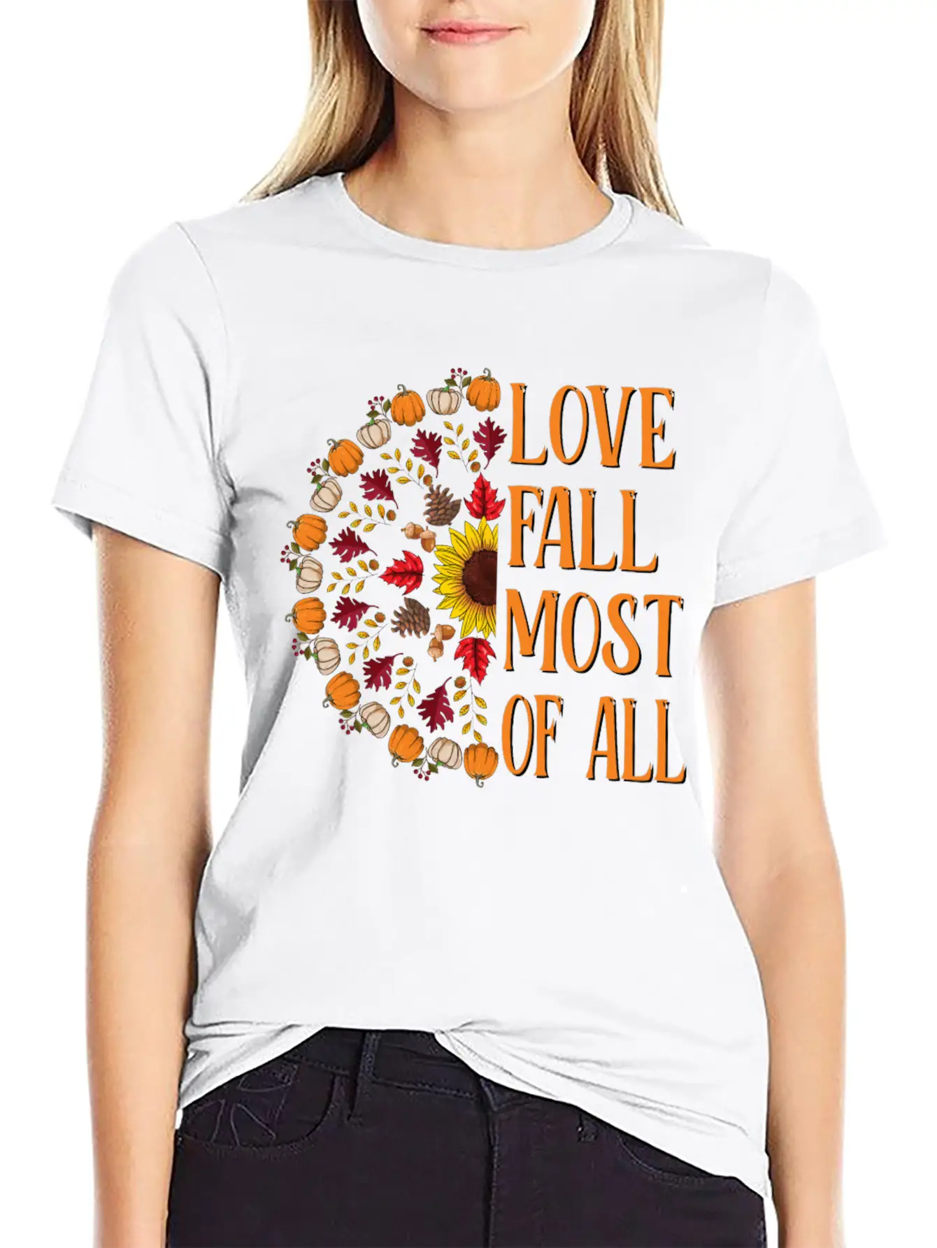 Love Fall Most Of All Sunflower Acorns Unisex Casual T-Shirt – Clean Design For Daily Comfort