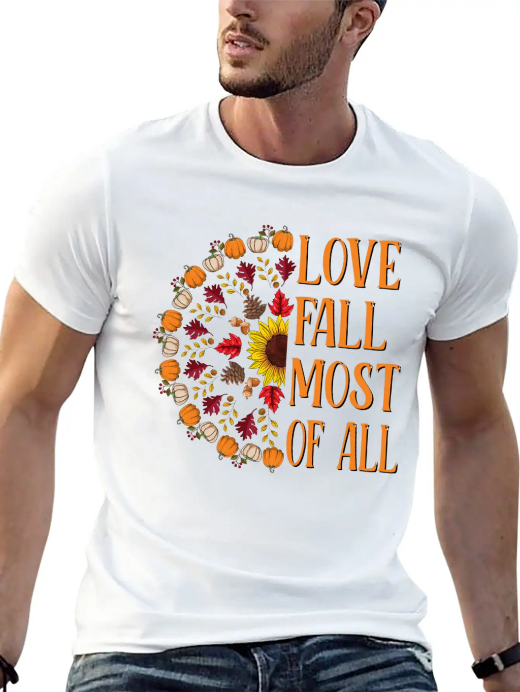 Love Fall Most Of All Sunflower Acorns Unisex Casual T-Shirt – Clean Design For Daily Comfort
