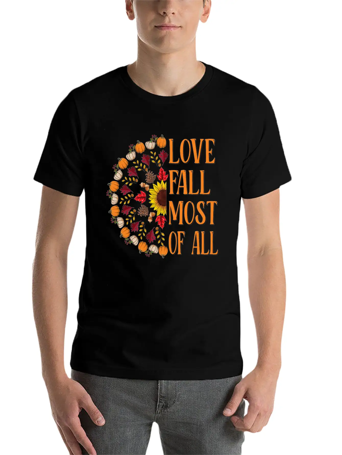 Love Fall Most Of All Sunflower Acorns Unisex Casual T-Shirt – Clean Design For Daily Comfort