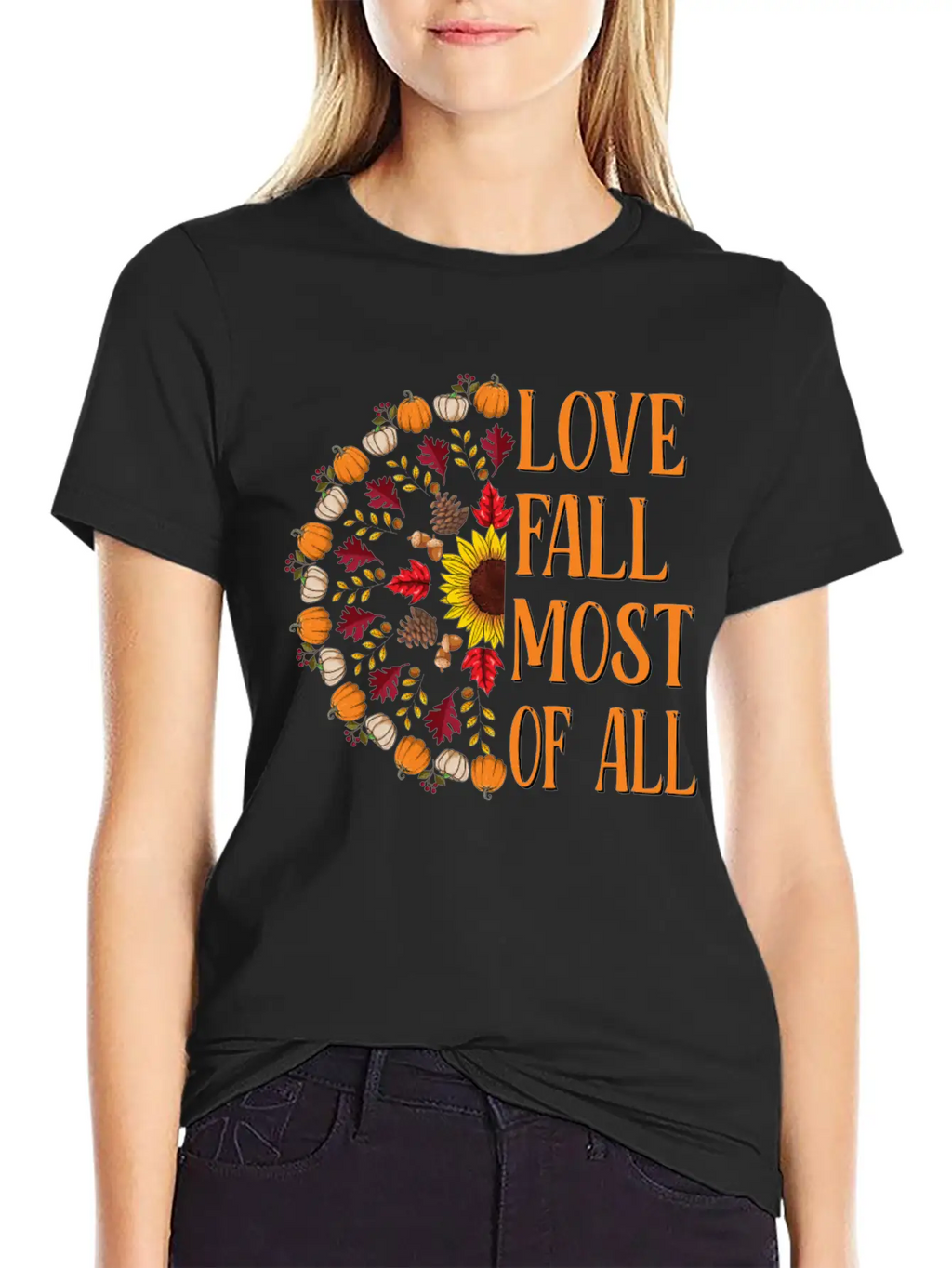 Love Fall Most Of All Sunflower Acorns Unisex Casual T-Shirt – Clean Design For Daily Comfort