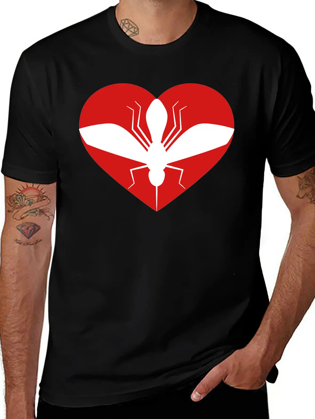 Love Heart Mosquito I Love Logo Schnake Blood Drin Unisex Short Sleeve Soft Cotton T-Shirt – Casual Everyday Wear