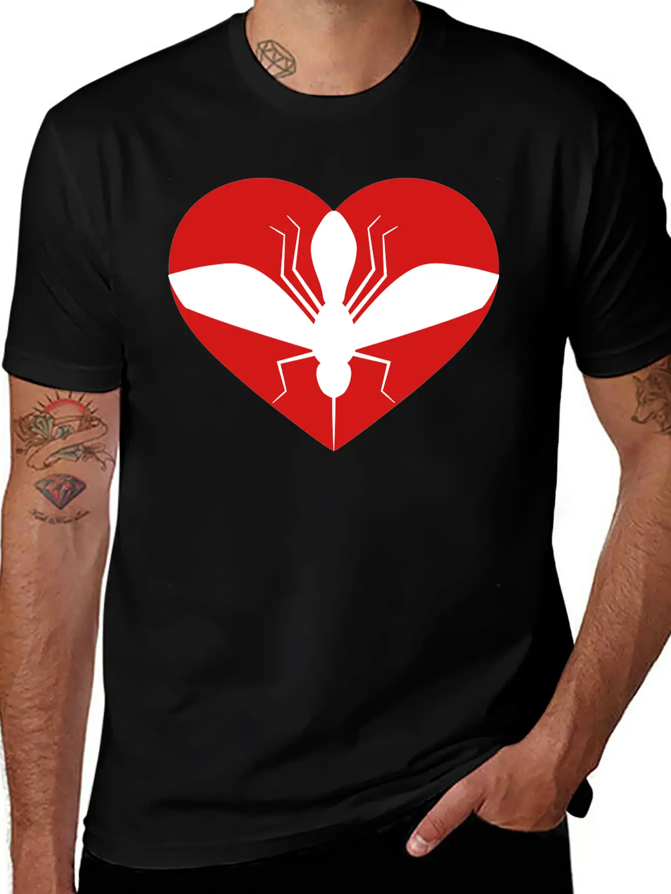 Love Heart Mosquito I Love Logo Schnake Blood Drin Unisex Short Sleeve Soft Cotton T-Shirt – Casual Everyday Wear