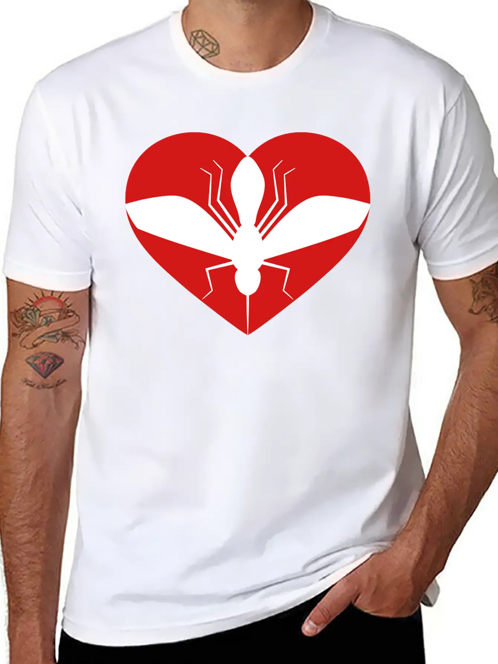 Love Heart Mosquito I Love Logo Schnake Blood Drin Unisex Short Sleeve Soft Cotton T-Shirt – Casual Everyday Wear