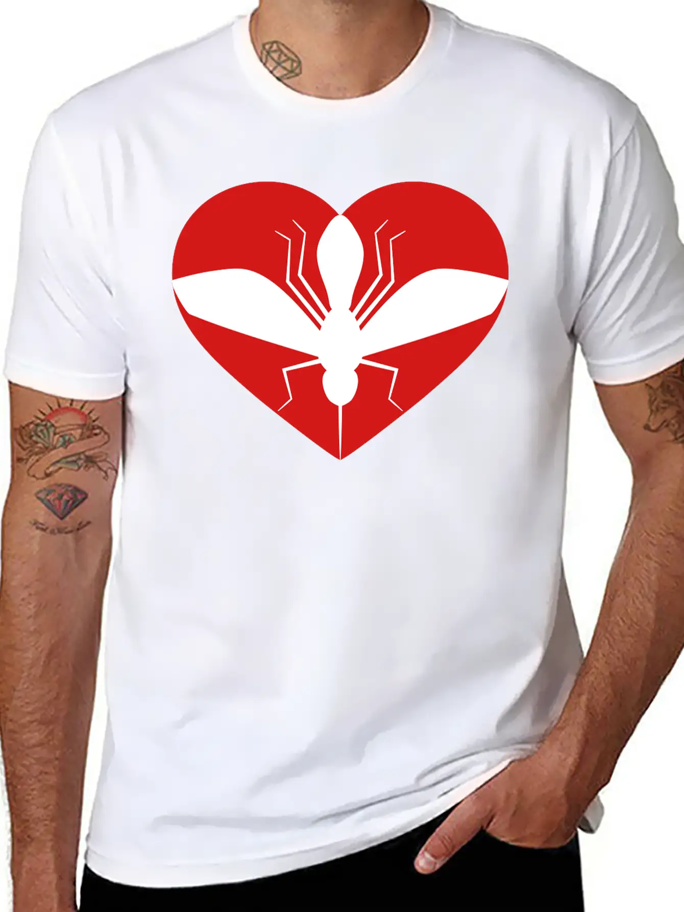 Love Heart Mosquito I Love Logo Schnake Blood Drin Unisex Short Sleeve Soft Cotton T-Shirt – Casual Everyday Wear