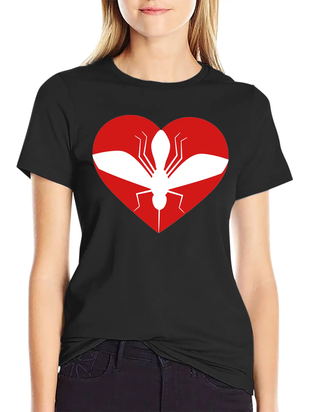 Love Heart Mosquito I Love Logo Schnake Blood Drin Unisex Short Sleeve Soft Cotton T-Shirt – Casual Everyday Wear