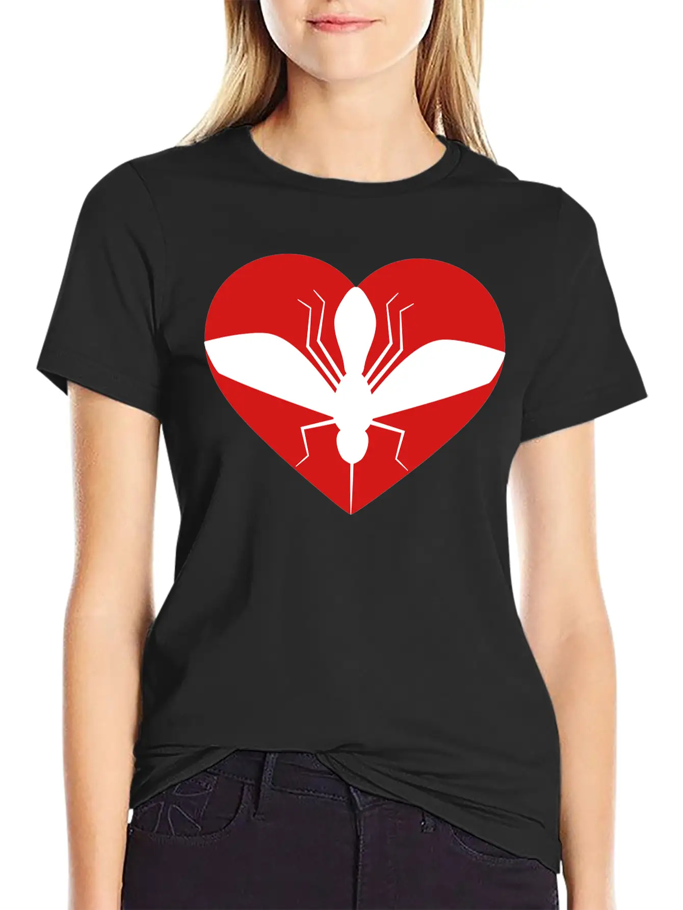 Love Heart Mosquito I Love Logo Schnake Blood Drin Unisex Short Sleeve Soft Cotton T-Shirt – Casual Everyday Wear