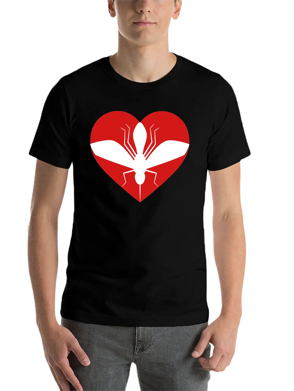 Love Heart Mosquito I Love Logo Schnake Blood Drin Unisex Short Sleeve Soft Cotton T-Shirt – Casual Everyday Wear